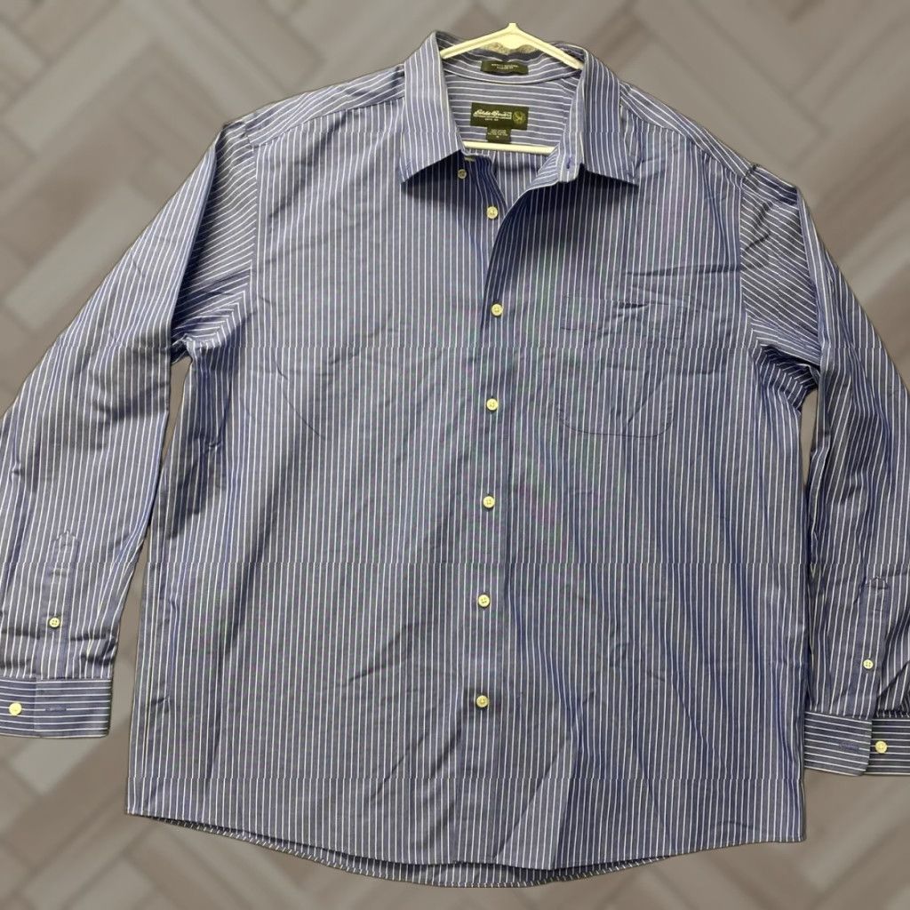 Eddie Bauer Eddie Bauer Button-Front Shirt Men XL Big & Tall Blue White Stripe Cotton /107-3 - Classic Button-Up Shirt Mens Big Tall Size XL Size US XL / EU 56 / 4 - 1 Thumbnail