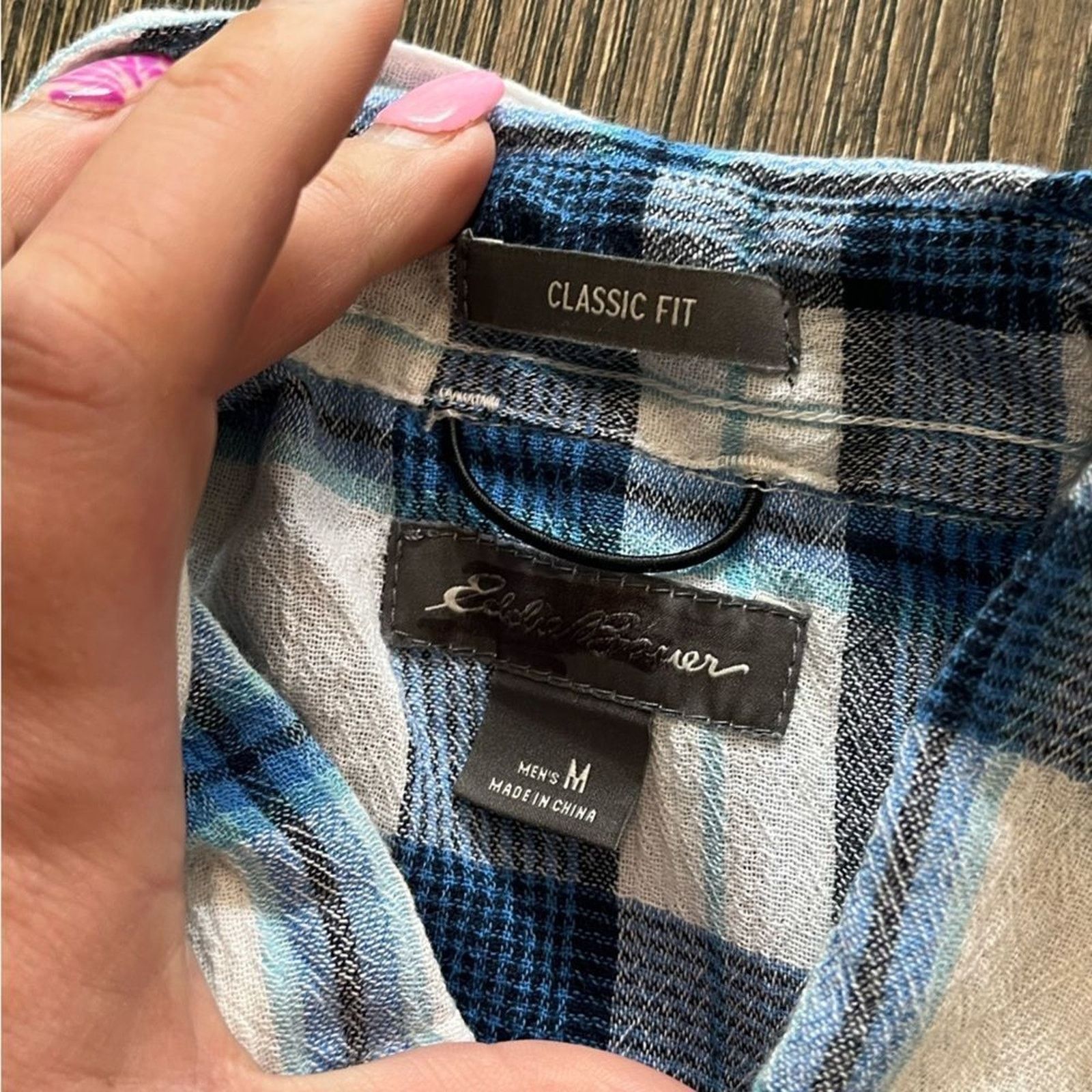 Eddie Bauer NWOT Eddie Bauer Classic Fit Woven White Blue Plaid Shirt M Size US M / EU 48-50 / 2 - 2 Thumbnail