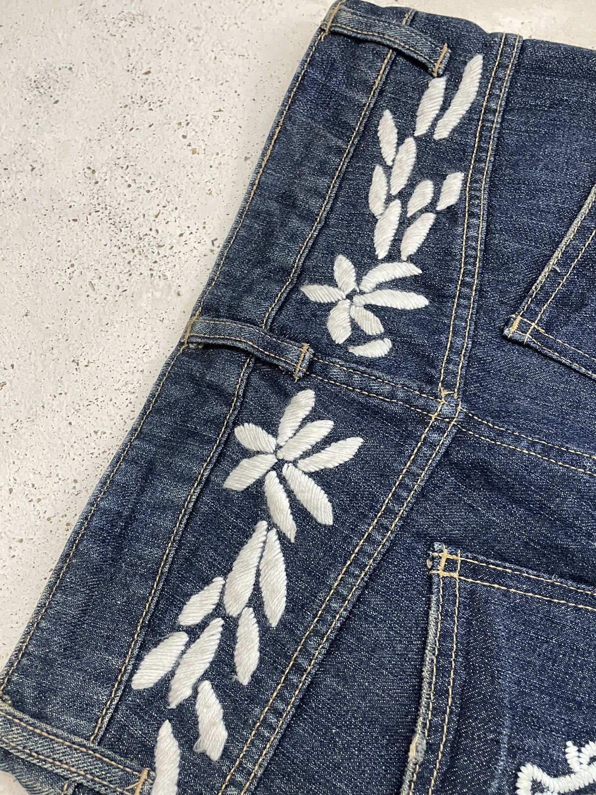 Frankie Shop Floral Motive Embroidery Flare Mud Indigo Denim Size US 28 / EU 44 - 19 Thumbnail