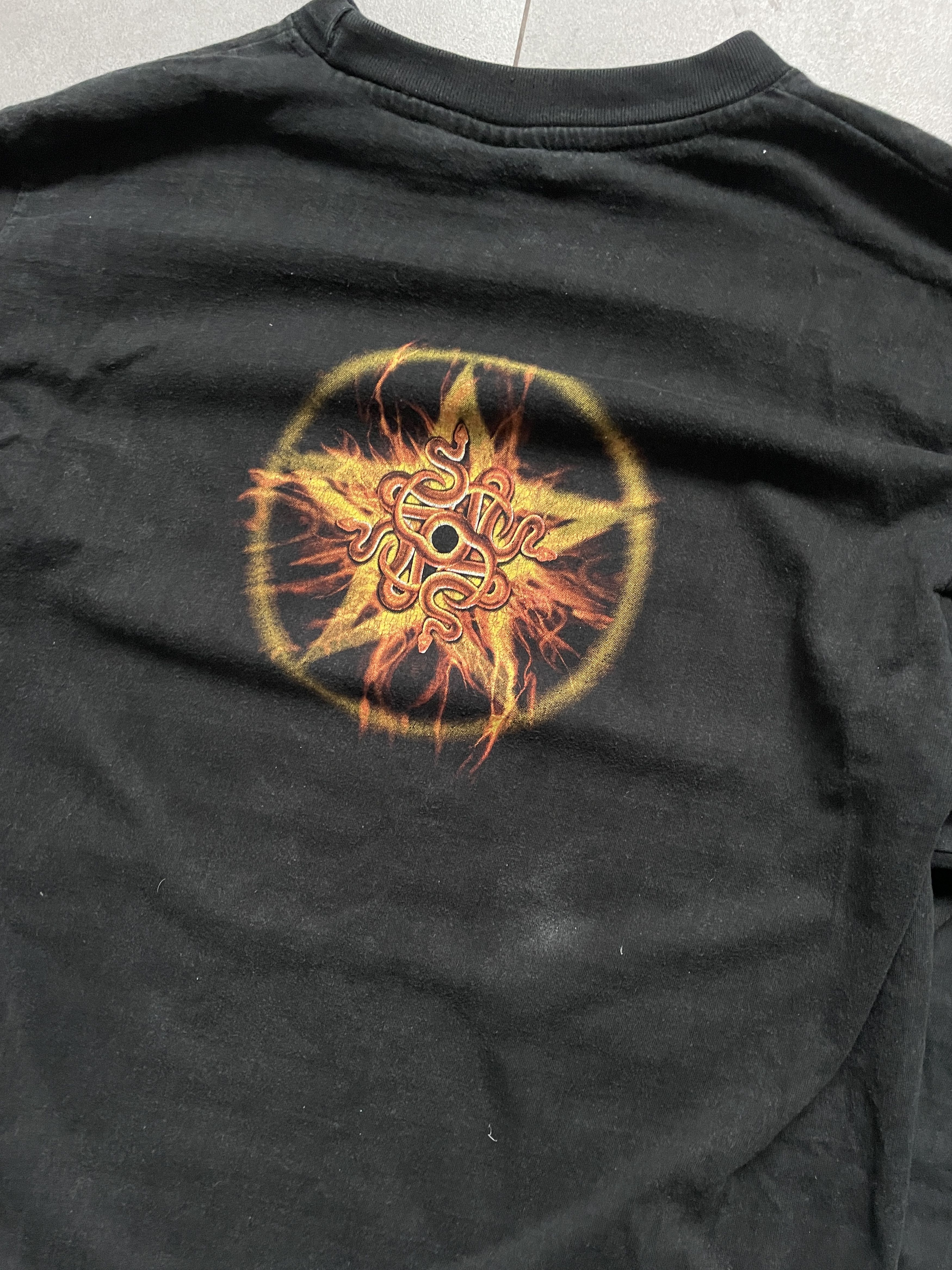 Vintage VINTAGE 90S Y2K SPIRAL CROSS FLAME SNAKE WASHED LONGSLEEVE Size US M / EU 48-50 / 2 - 4 Thumbnail