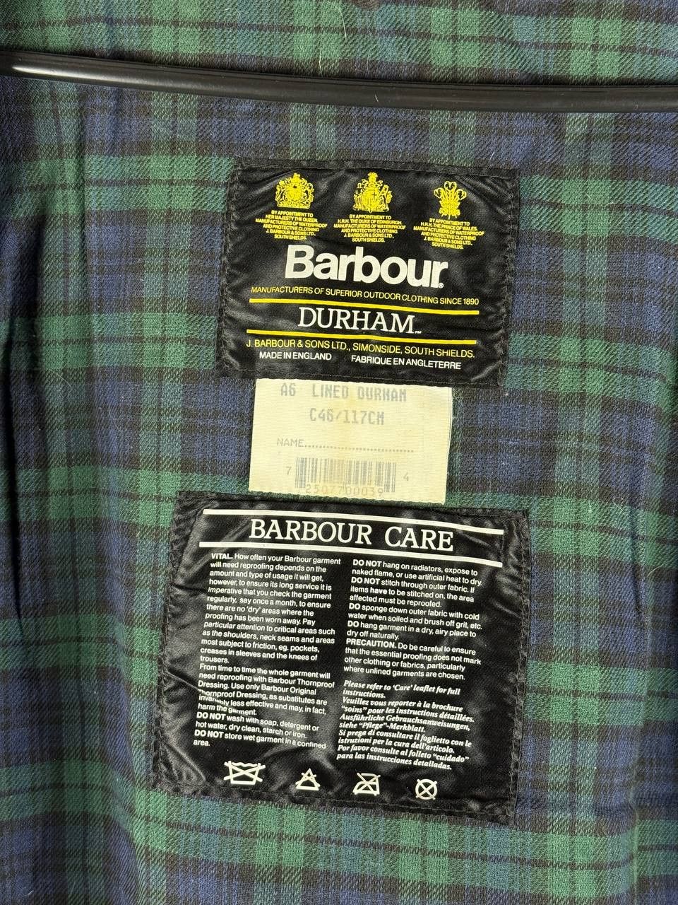 Barbour Vintage Barbour Luxury A6 Durham Wax Jacket Size C46/117cm Size US XXL / EU 58 / 5 - 6 Thumbnail