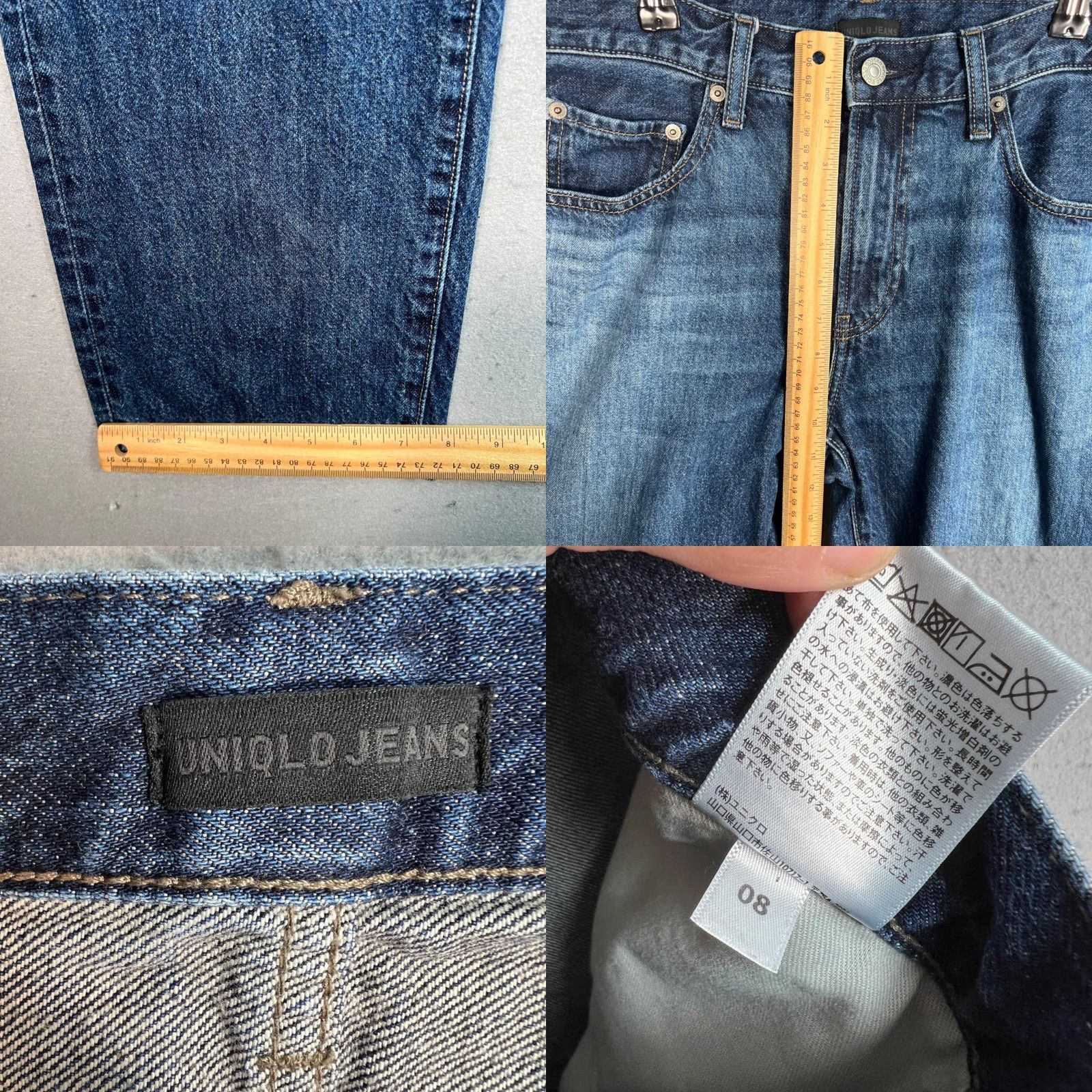 Uniqlo VINTAGE Uniqlo Jeans Mens 32 Blue Regular Fit Straight Leg Cotton Denim 5-Pocket Inseam 30" Mid Rise Mens jeans Size US 32 / EU 48 - 8 Thumbnail