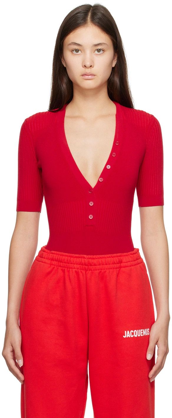 Jacquemus o1mle0526 Le Bodysuits in Dark Red Size S / US 4 / IT 40 - 2 Thumbnail