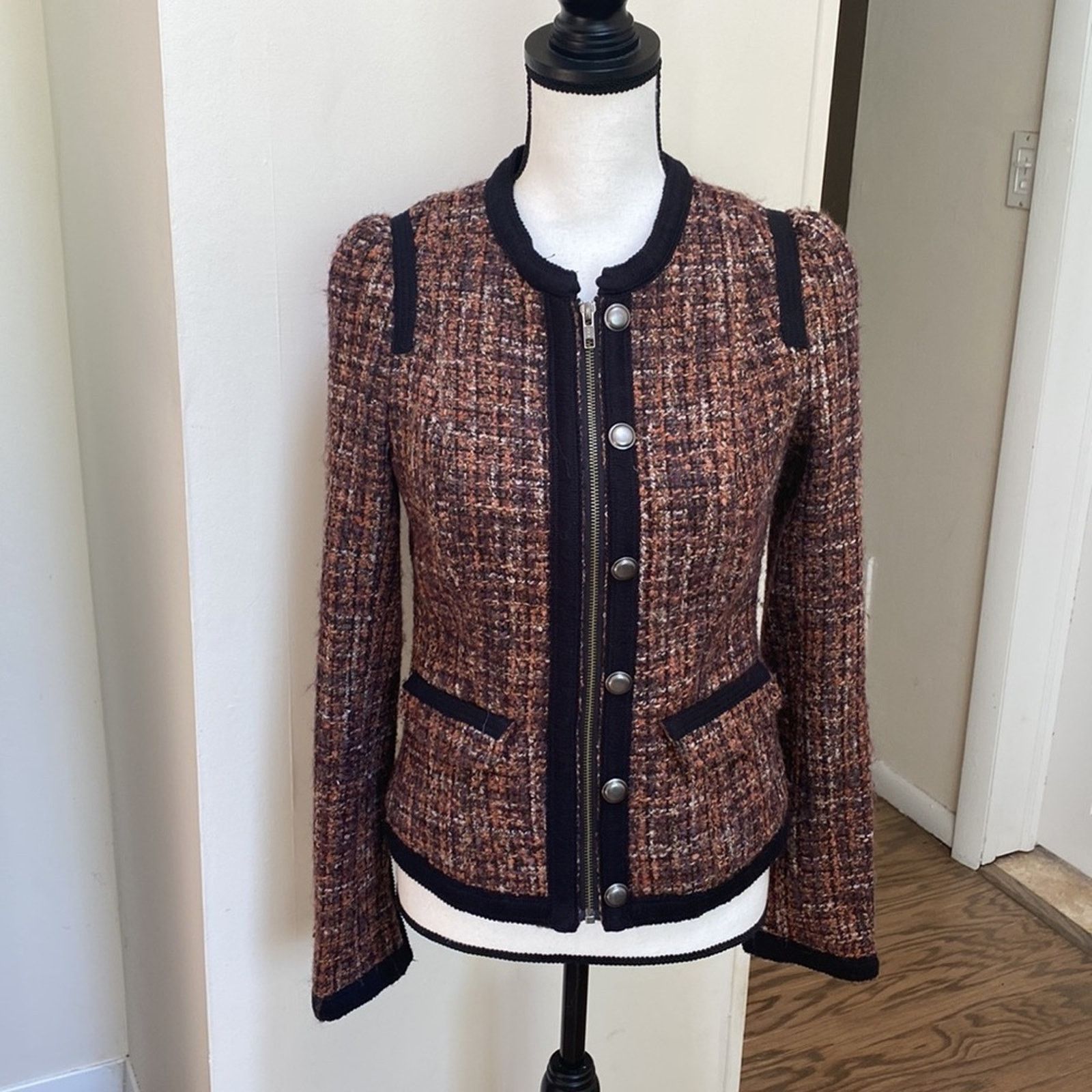 Free People Free People Tweed Zip Up Jacket Size 2 Size XS / US 0-2 / IT 36-38 - 1 Thumbnail