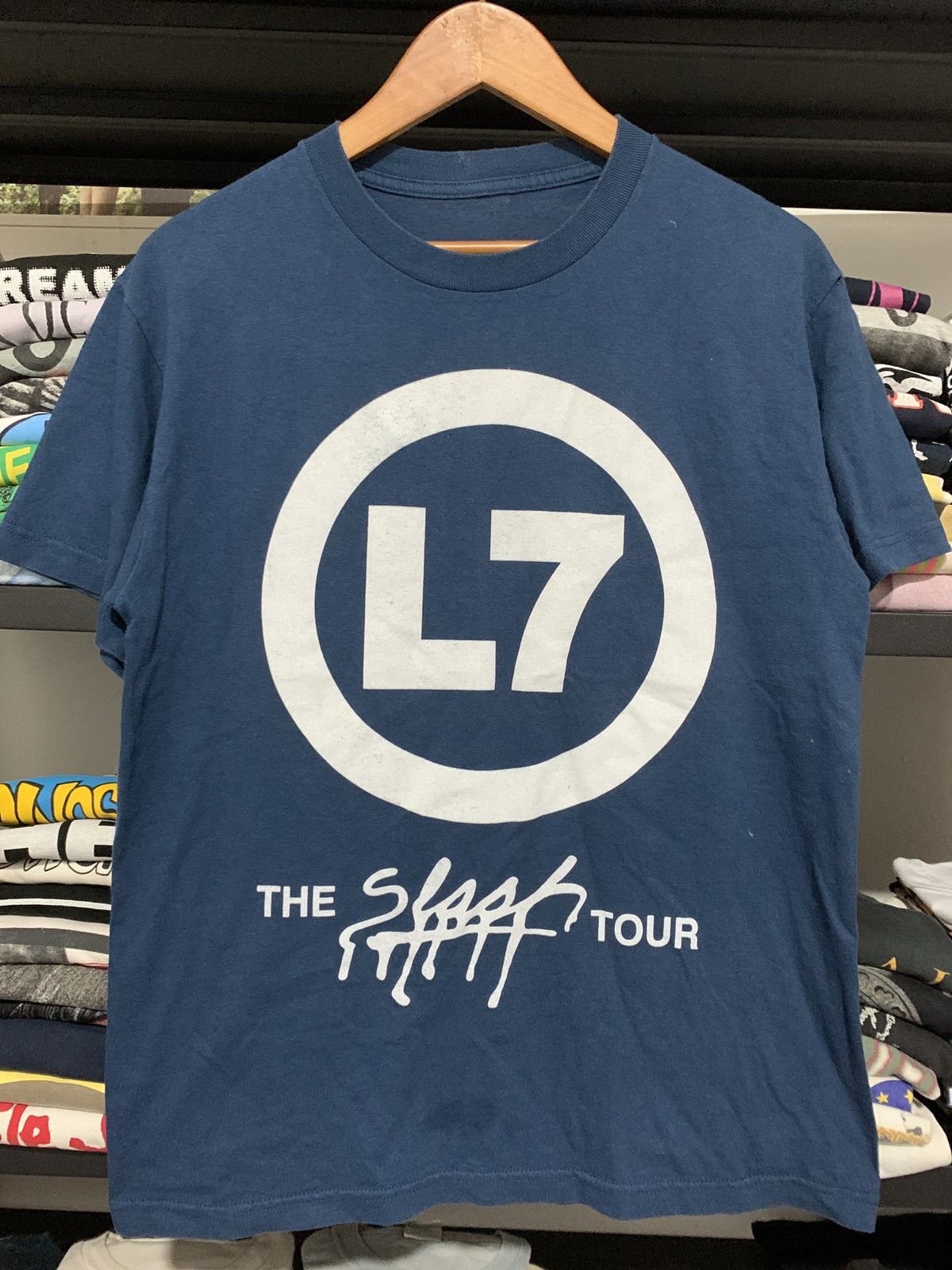 image of Band Tees Vintage L7 Slash Tour Tees in Blue, Men's (Size Medium)