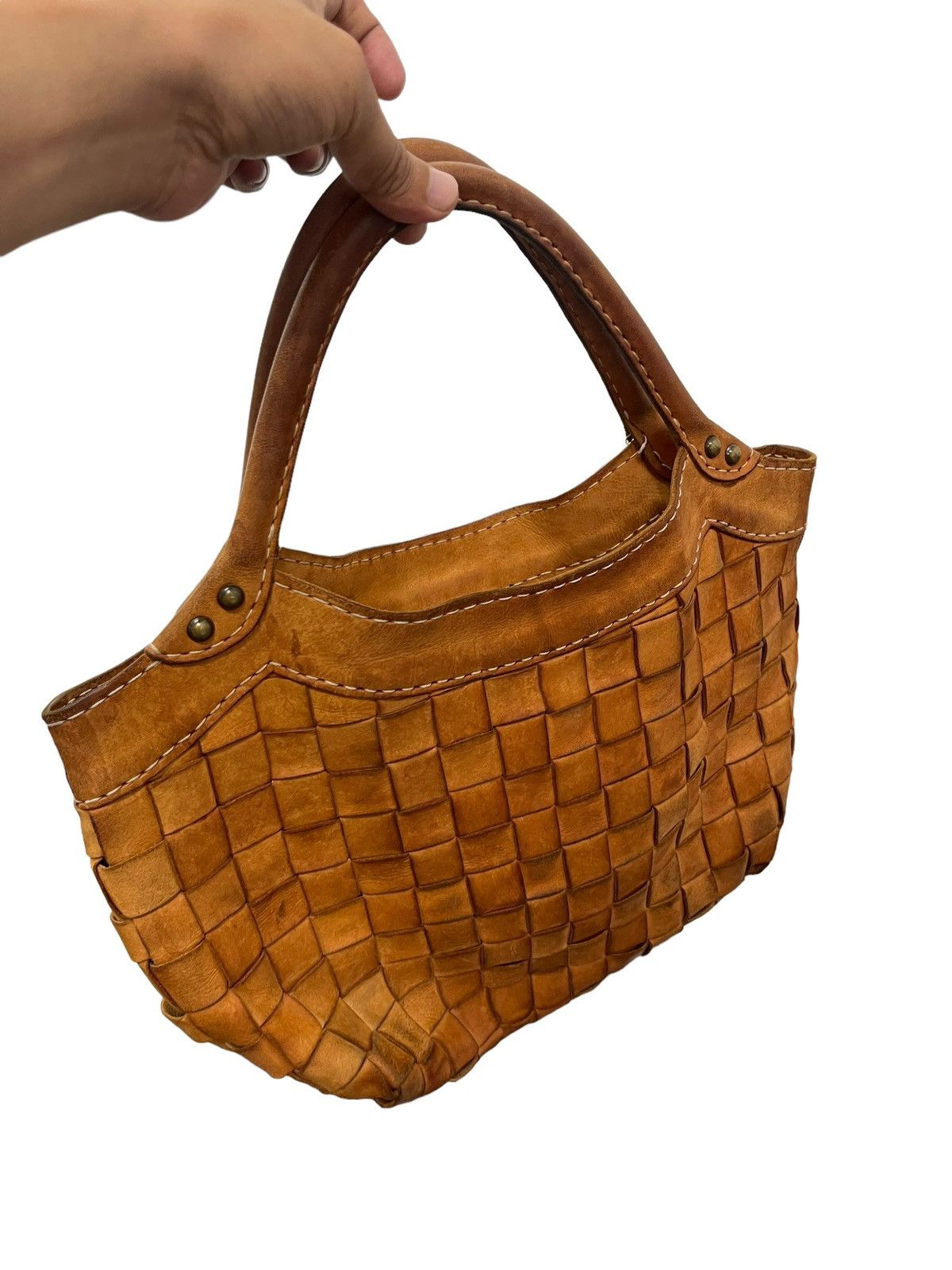 Japanese Brand Full Leather Vtg Robita Japan Intrecciato Weave Tote Bag 1🟩 Size ONE SIZE - 4 Thumbnail
