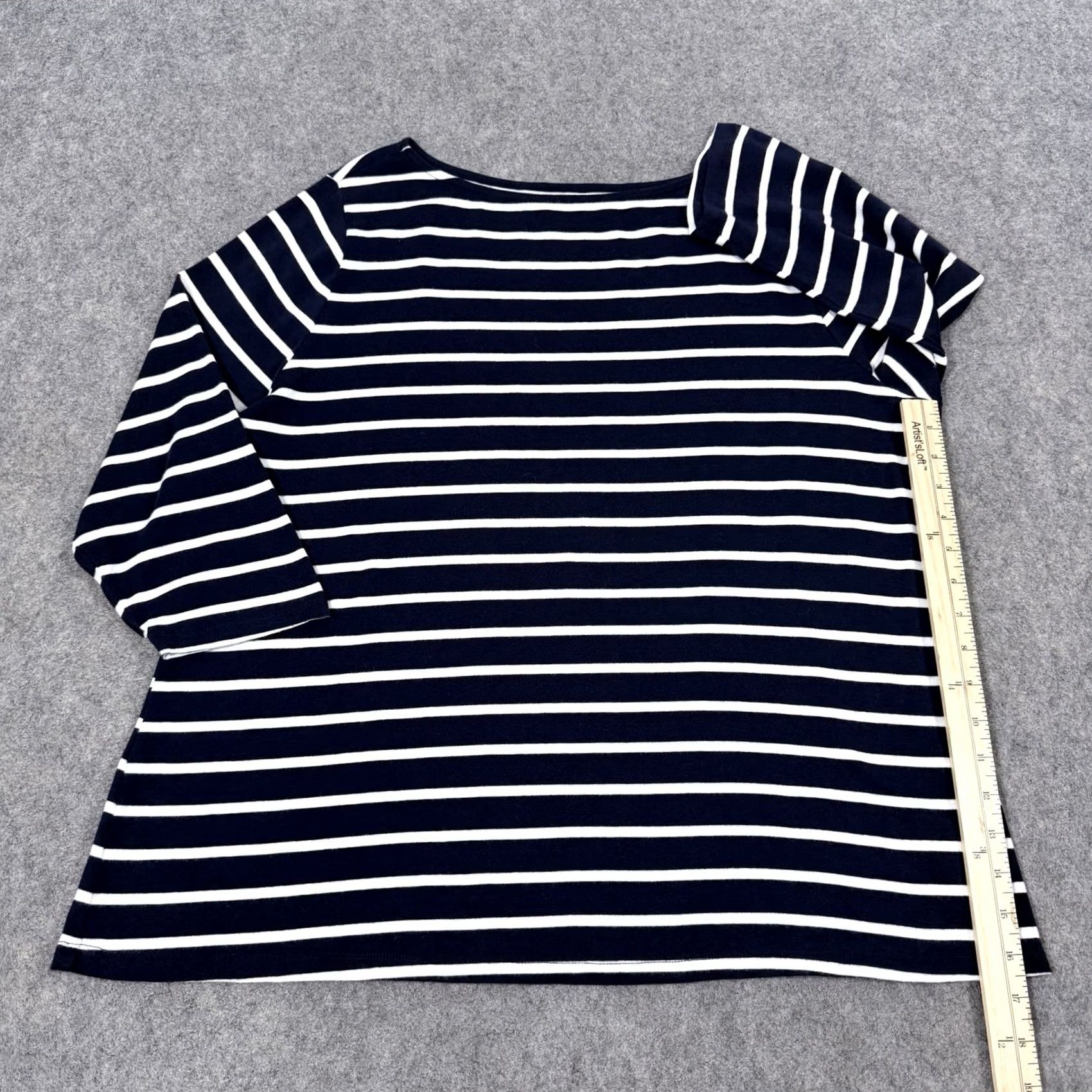 Vintage Ava & Viv T-Shirt Women's Plus Size 1X Blue White Stripes 3/4 Sleeve Pullover Casual Size XL / US 12-14 / IT 48-50 - 6 Thumbnail