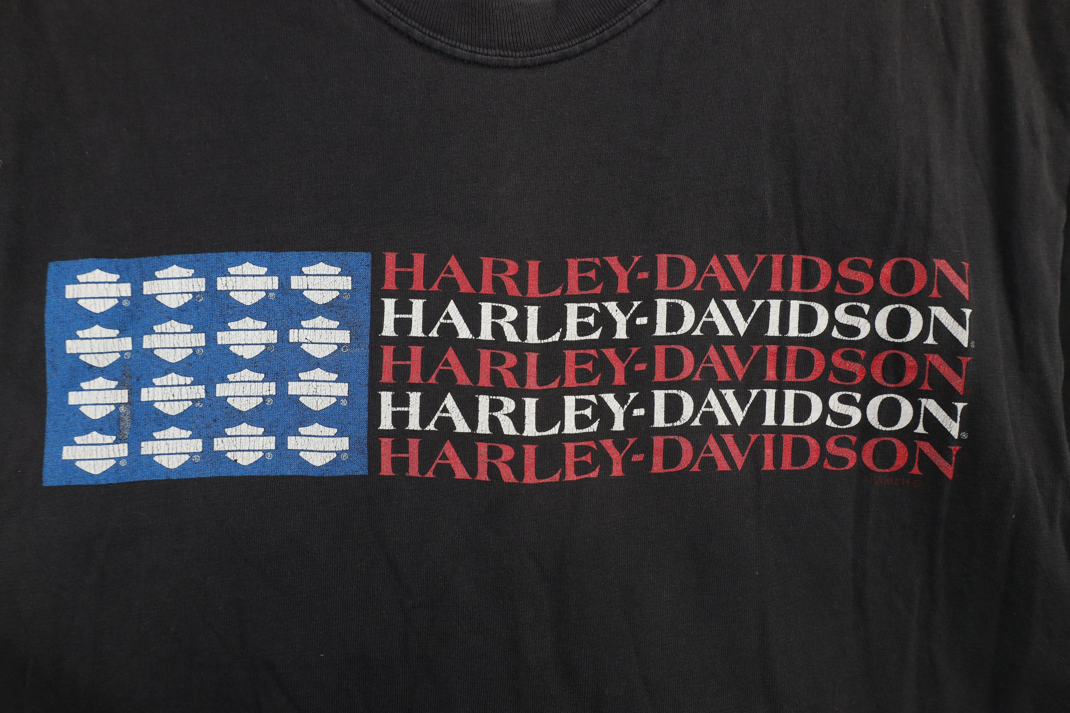 Harley Davidson × Vintage Vintage Y2K 2002 Harley Davidson Spell Out Flag T-Shirt USA Size US M / EU 48-50 / 2 - 4 Thumbnail