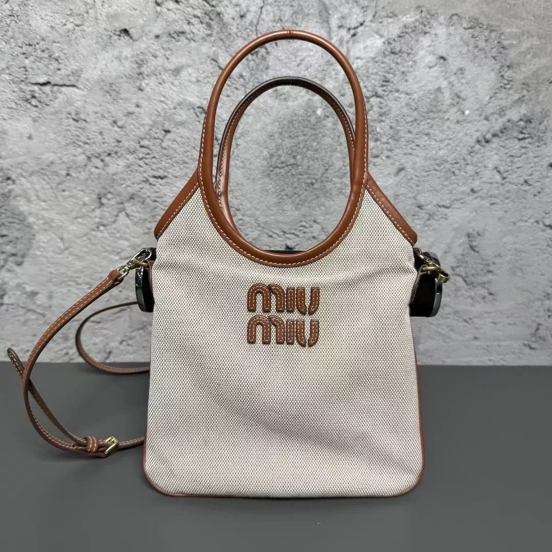 Miu Miu Miu Miu White Brown Canvas Tote Bag Size US 26 / EU 42 - 3 Thumbnail
