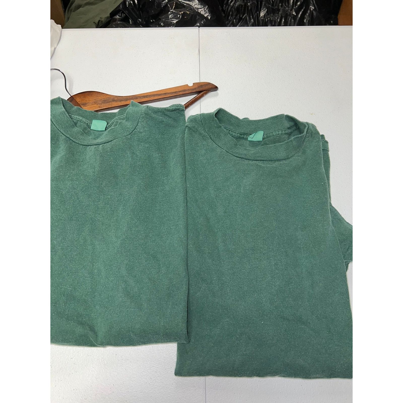 Vintage 90s Vintage Green Blank USA Made Short Sleeve Shirt 1990s L Size US L / EU 52-54 / 3 - 9 Thumbnail