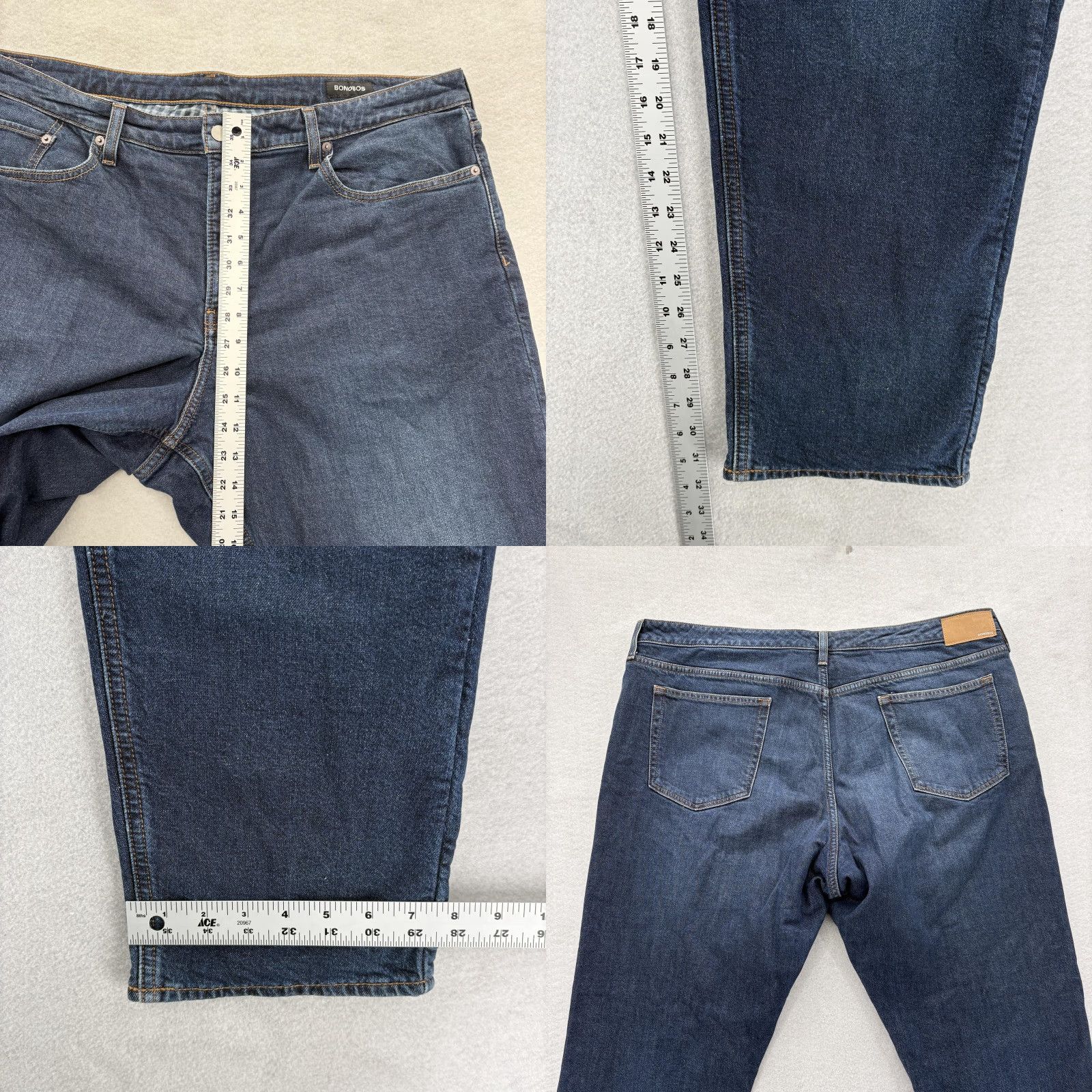 Bonobos Bonobos Jeans Mens 40x32 Athletic Fit Denim Blue Dark Wash Lined Pocket Zip Fly 5-Pocket Size US 40 / EU 56 - 8 Thumbnail