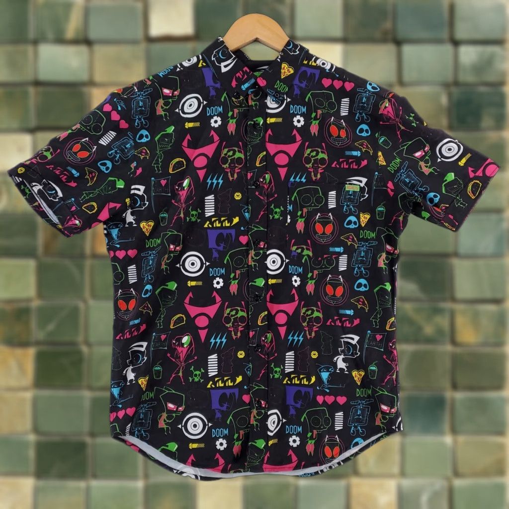 Nickelodeon RSVLTS x Nickelodeon Invaders Zim Button Down Shirt Short Sleeve Mens M Multicolor AOP Shirt Size US M / EU 48-50 / 2 - 1 Thumbnail