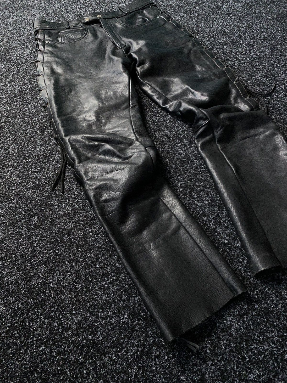 Leather Real Leather Moto Biker Racing Pants Opium y2k Size US 33 - 2 Thumbnail
