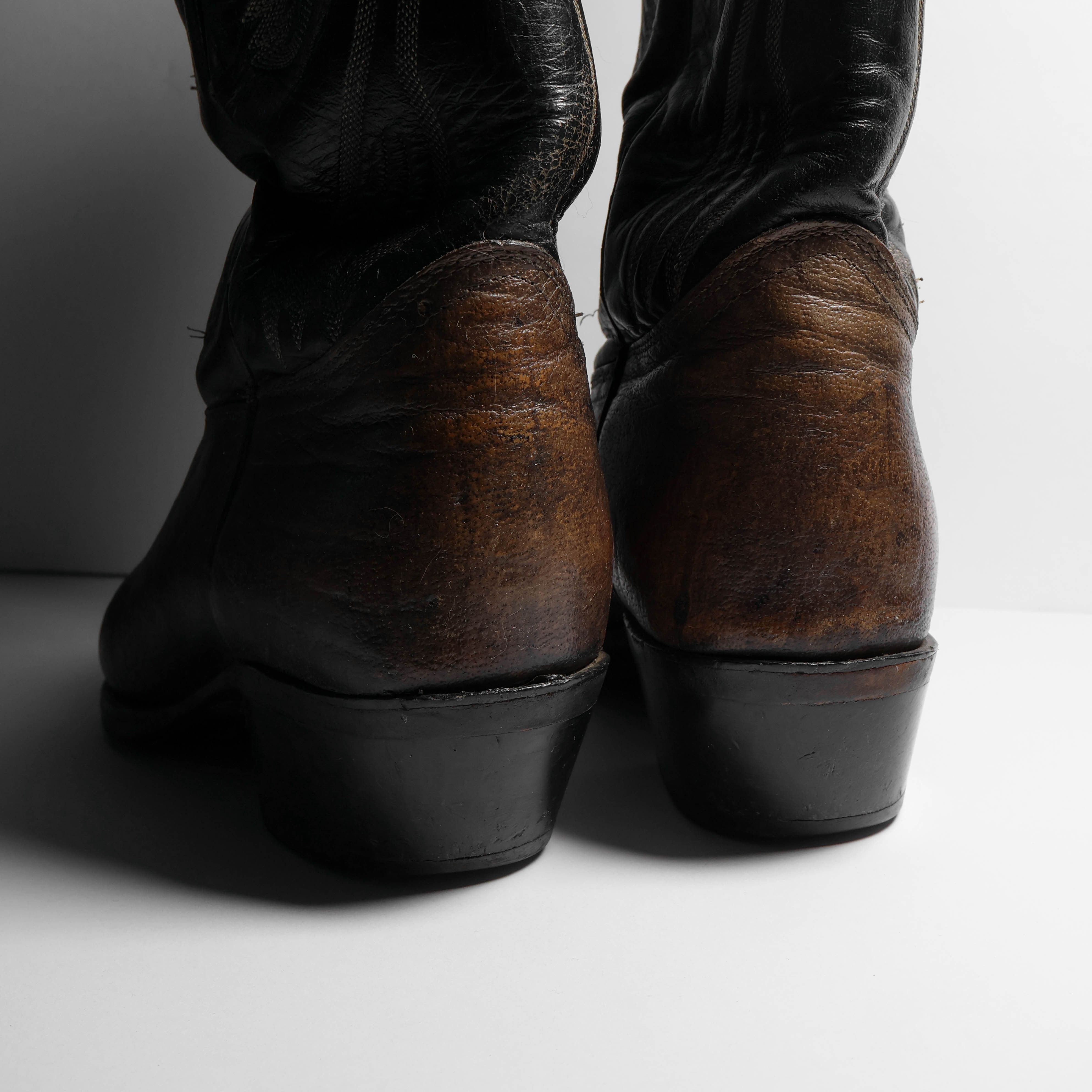 Vintage Rare VTG Texas Leather Brown & Black Western Boots USA Size US 8.5 / EU 41-42 - 5 Thumbnail