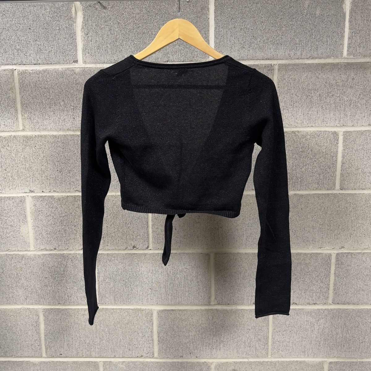 Vintage Metallic Cropped Tie Longsleeve Knit Shirt ERD Grunge Size XS / US 0-2 / IT 36-38 - 2 Thumbnail