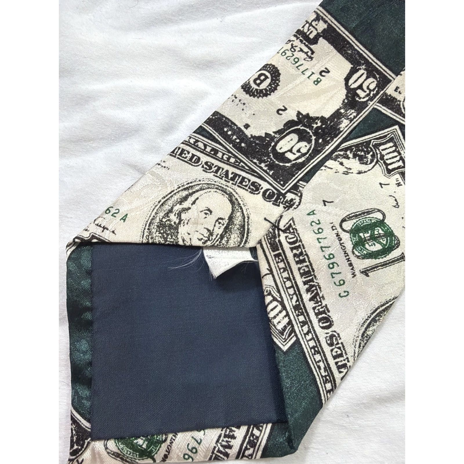 Vintage City One Necktie Money Theme Green Acrylic Tie Men Green City One Money Theme Tie Adults Mens Size ONE SIZE - 6 Thumbnail