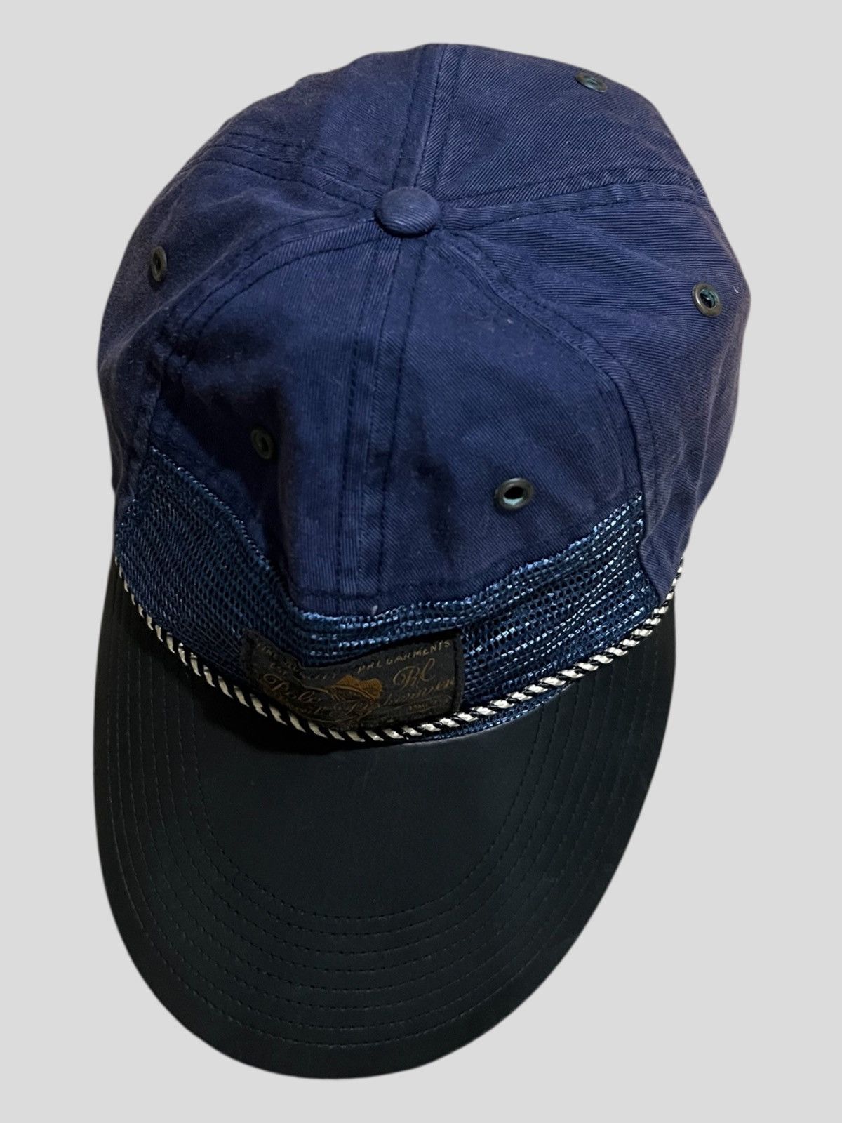 RRL Ralph Lauren Vintage 90s Polo Sport RL Fisherman Hybrid Mesh Leather Cap Size ONE SIZE - 3 Thumbnail