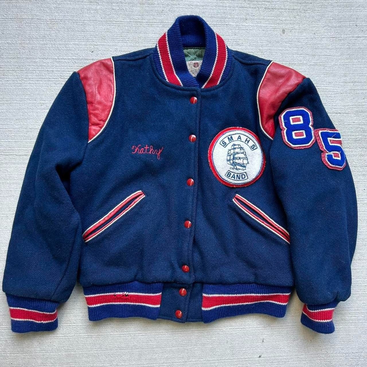 image of Made In USA x Varsity Jacket Vintage 1970S Wool Varsity Letterman Jacket in Navy, Men's (Size Small