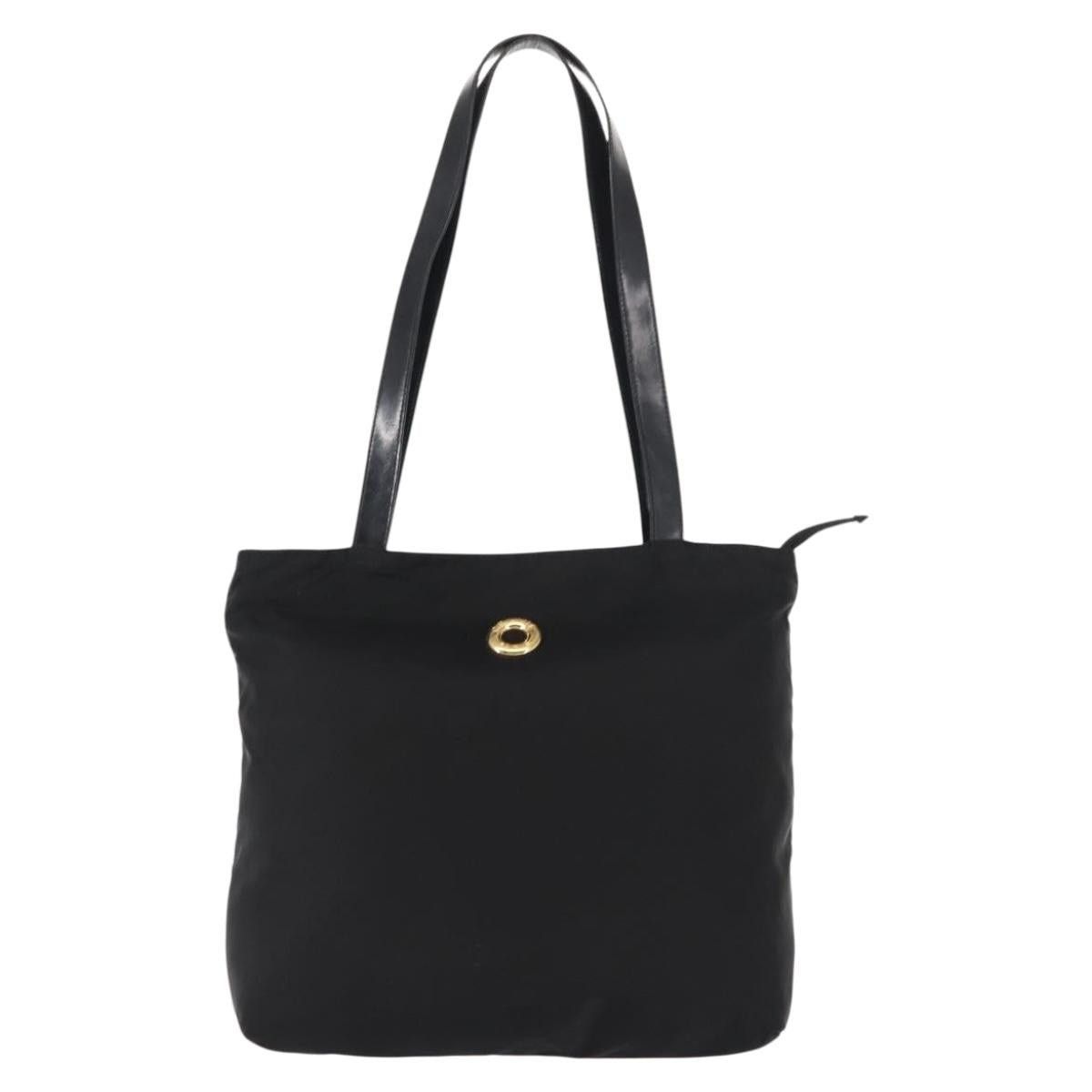 CELINE Tote Bag Nylon Enamel Black Gold