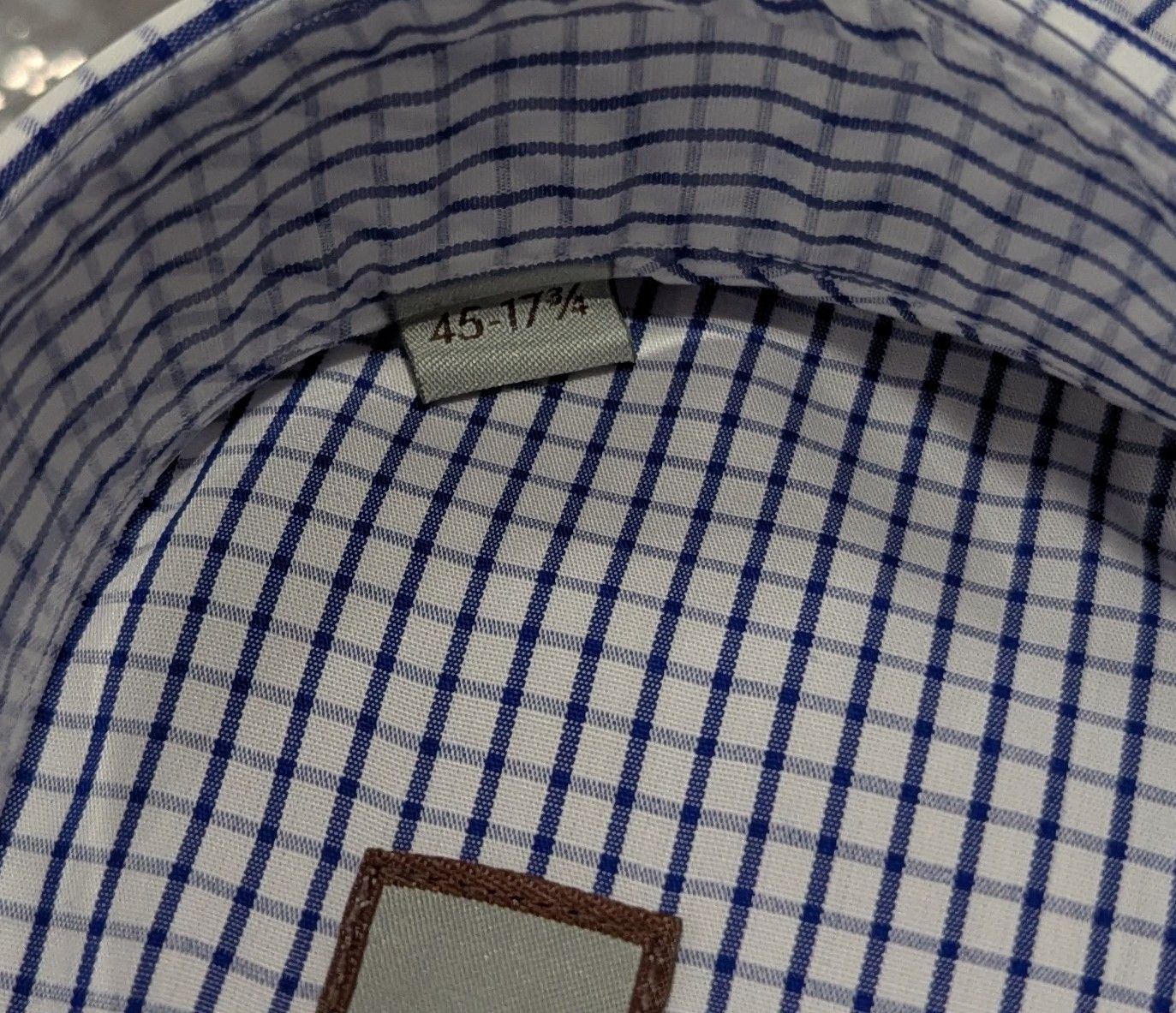 Canali CANALI Grid Cotton Dress Shirt Blue 45 US 17.75 Modern Fit Size US XXL / EU 58 / 5 - 8 Thumbnail