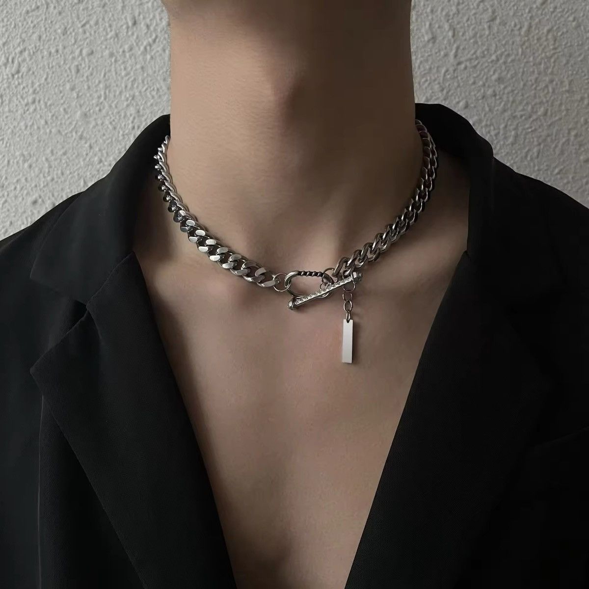Jewelry × Vintage Hip-Hop thick chain titanium steel ins Necklace Size ONE SIZE - 3 Thumbnail