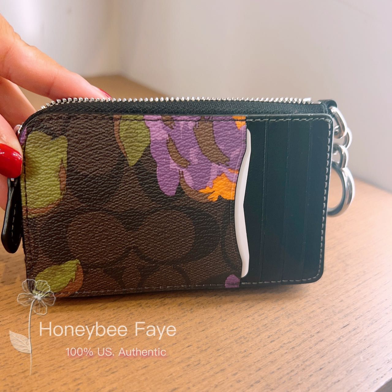 Coach Multifunction Card Case In Signature Canvas With Rose Print | Grailed