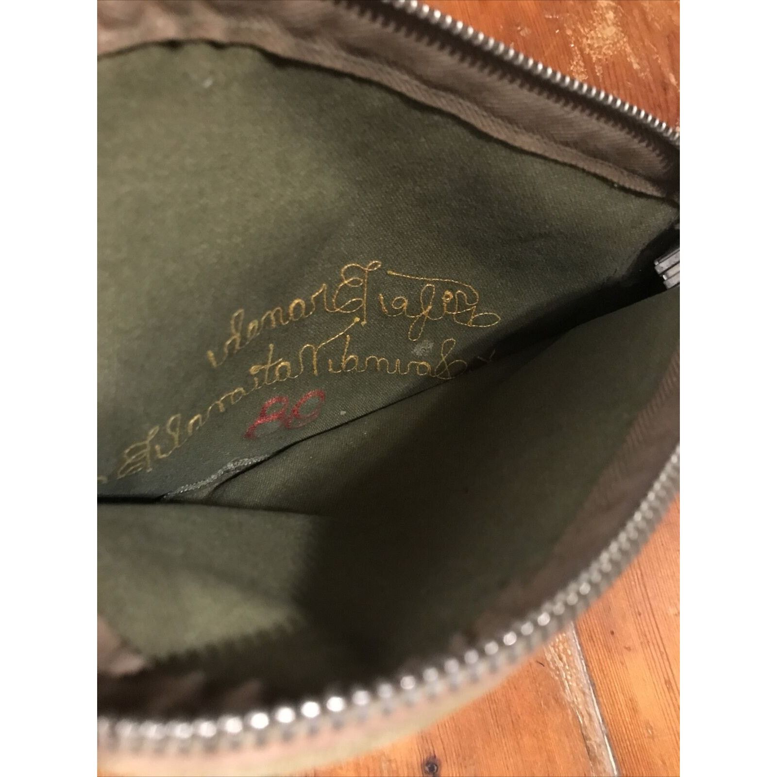 The Unbranded Brand Canvas 1930s Zipper Bank Bag Chain Stitch Leather Talon Zip Size ONE SIZE - 13 Thumbnail