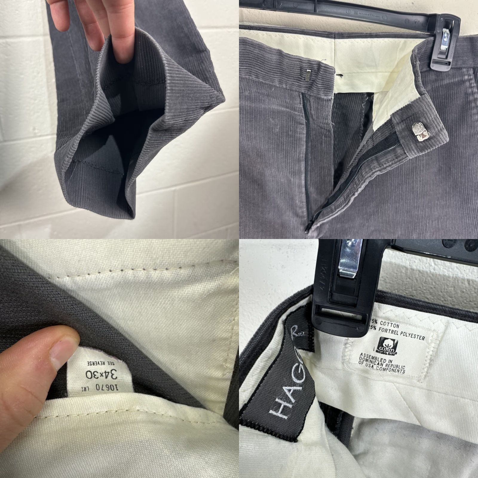 Haggar VINTAGE Haggar Pants Mens 34x30 Gray Corduroy Flat Front Straight Leg 90s Retro Grunge Hipster Logo Casual Workwear Size US 34 / EU 50 - 8 Thumbnail