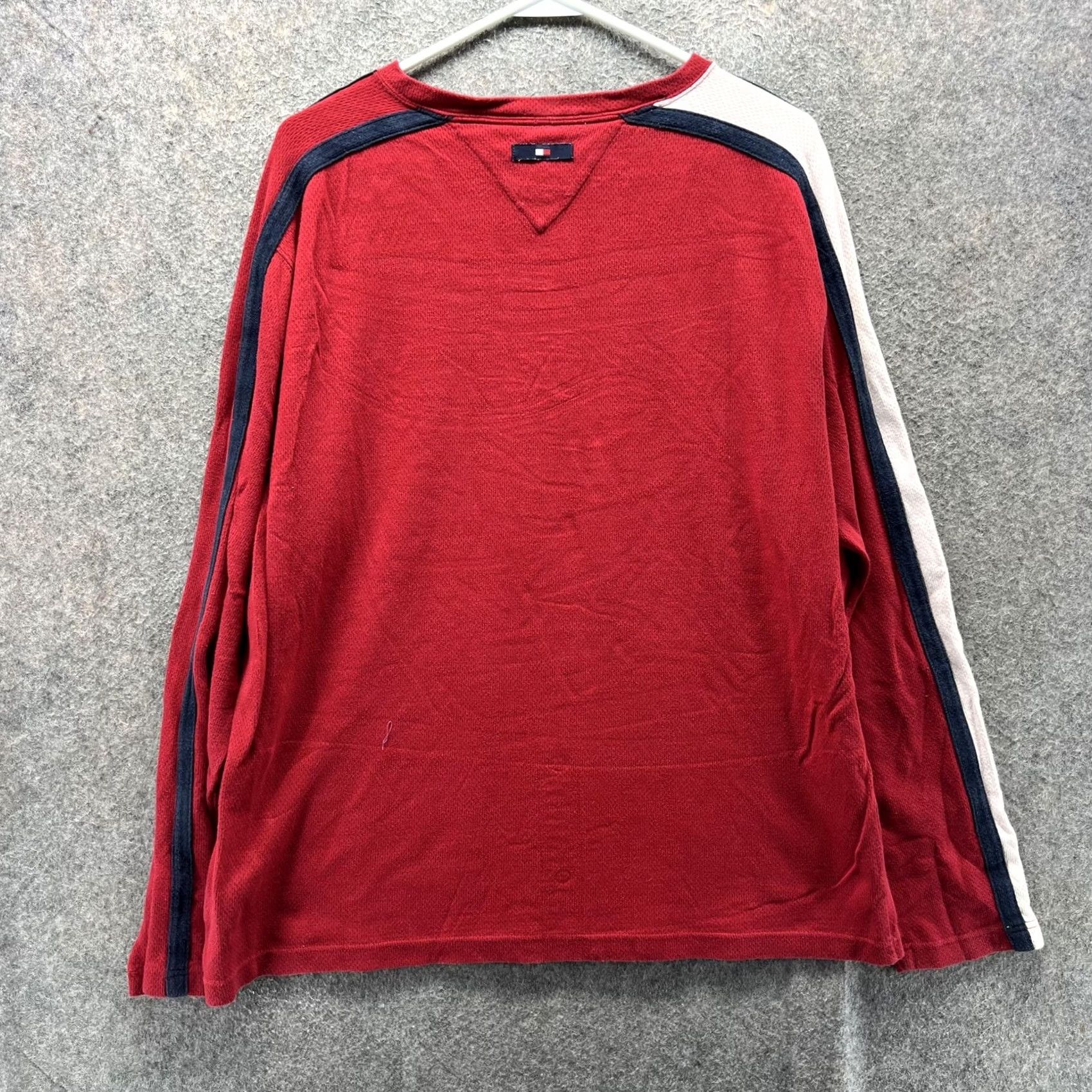 Vintage Tommy Jeans Shirt Mens XL Red Long Sleeve V Neck Thermal Flag Logo Tee Size US XL / EU 56 / 4 - 2 Thumbnail