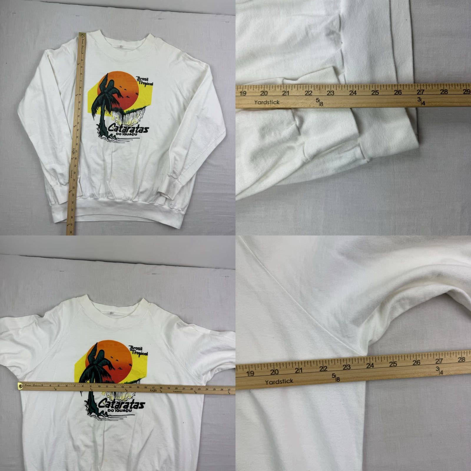 Vintage Vintage Brazil Waterfall Sweatshirt Adult Large White Cataratas Do Iquacu 1980s Size US L / EU 52-54 / 3 - 8 Thumbnail