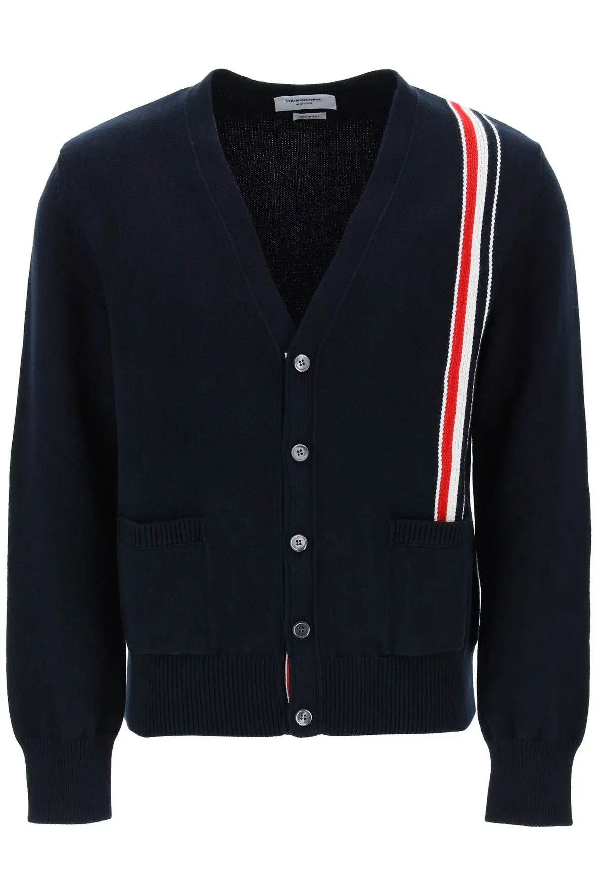 image of Thom Browne O1S22I1N0324 Cotton Cardigan In Blue, Men's (Size Small)