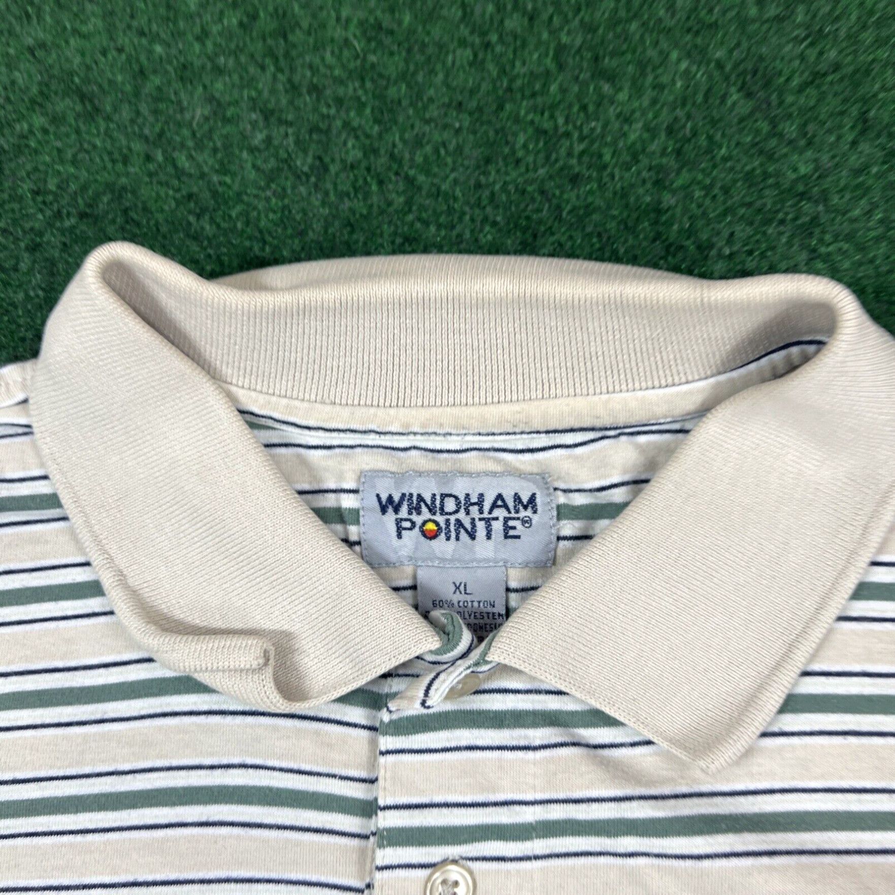 Vintage Vintage 90’s Windham Pointe Men's Golf Polo Shirt Size XL Striped Beige Green Size US XL / EU 56 / 4 - 3 Thumbnail