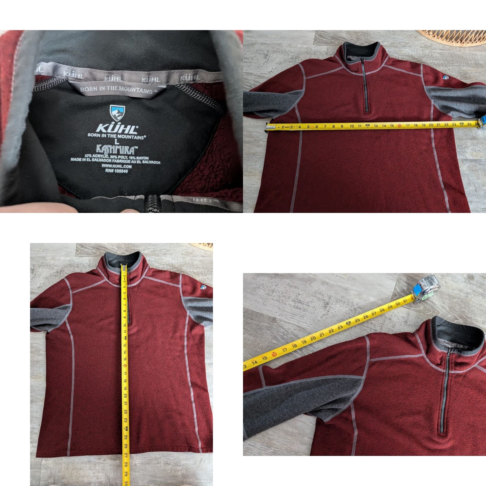 Vintage Kuhl Sweater Mens L Dark Red Quarter 1/4 Zip Kashmira Fleece Pullover Outdoor Hiking VG Size US L / EU 52-54 / 3 - 8 Thumbnail