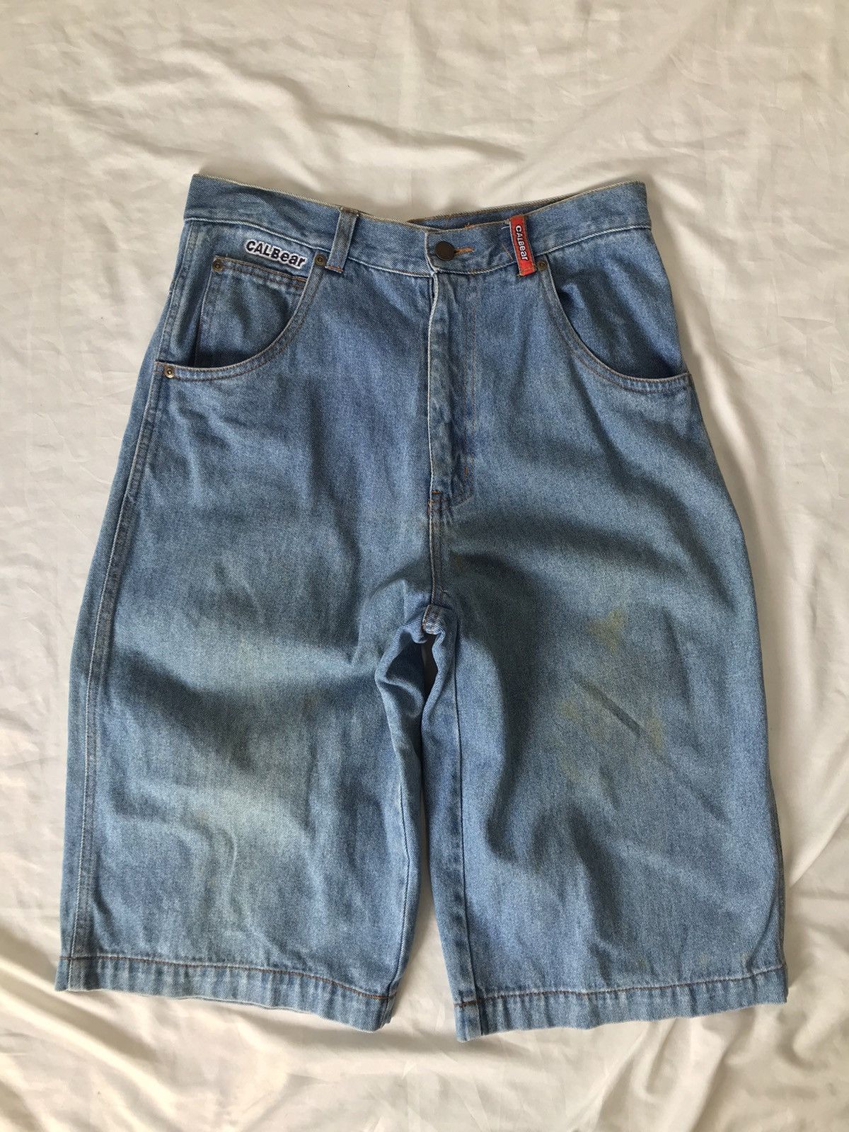 image of Fubu x Jnco Japan Y2K Baggy Jeans Short Calbear in Blue Wash, Men's (Size 30)