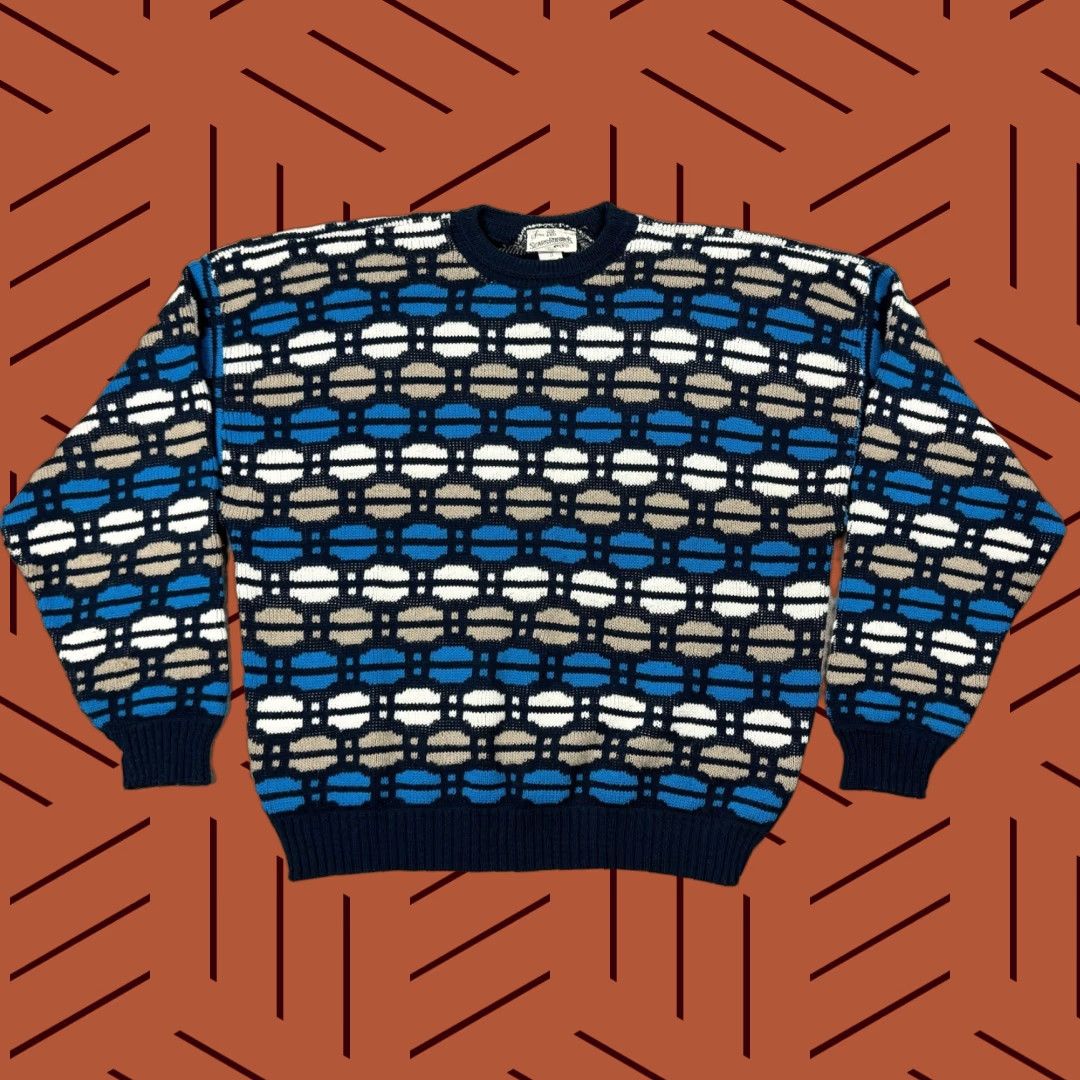 Sears VTG Sears Roebucks Abstract Geometric Knit Sweater Mens 2XL Multicolor 80s 90s USA Geometric Pullover Crew Neck Mens Size 2XL Size US XXL / EU 58 / 5 - 1 Thumbnail