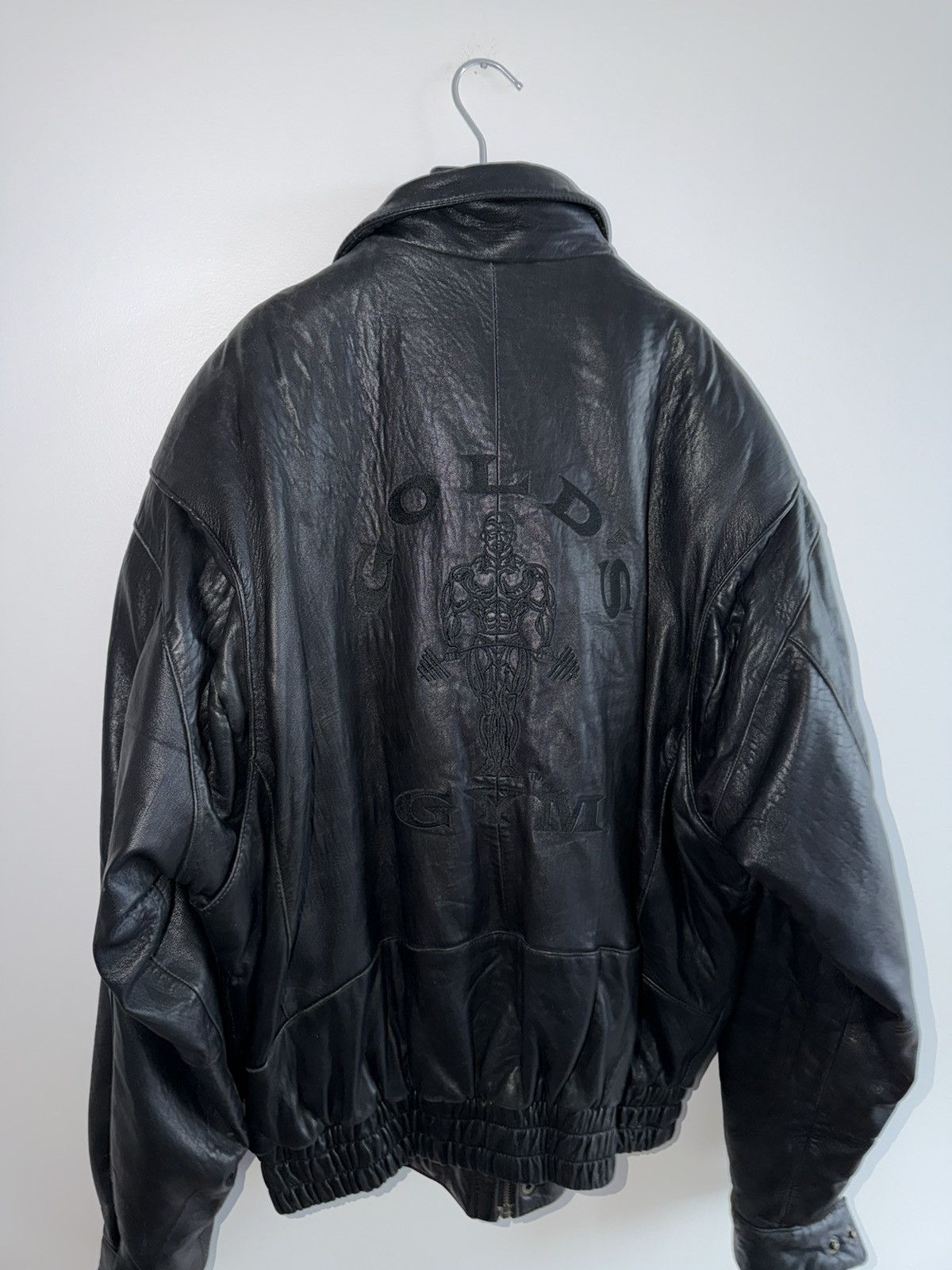 Vintage *RARE* GOLD’S GYM 90s BOMBER LEATHER JACKET BODYBUILDING Size US L / EU 52-54 / 3 - 1 Thumbnail