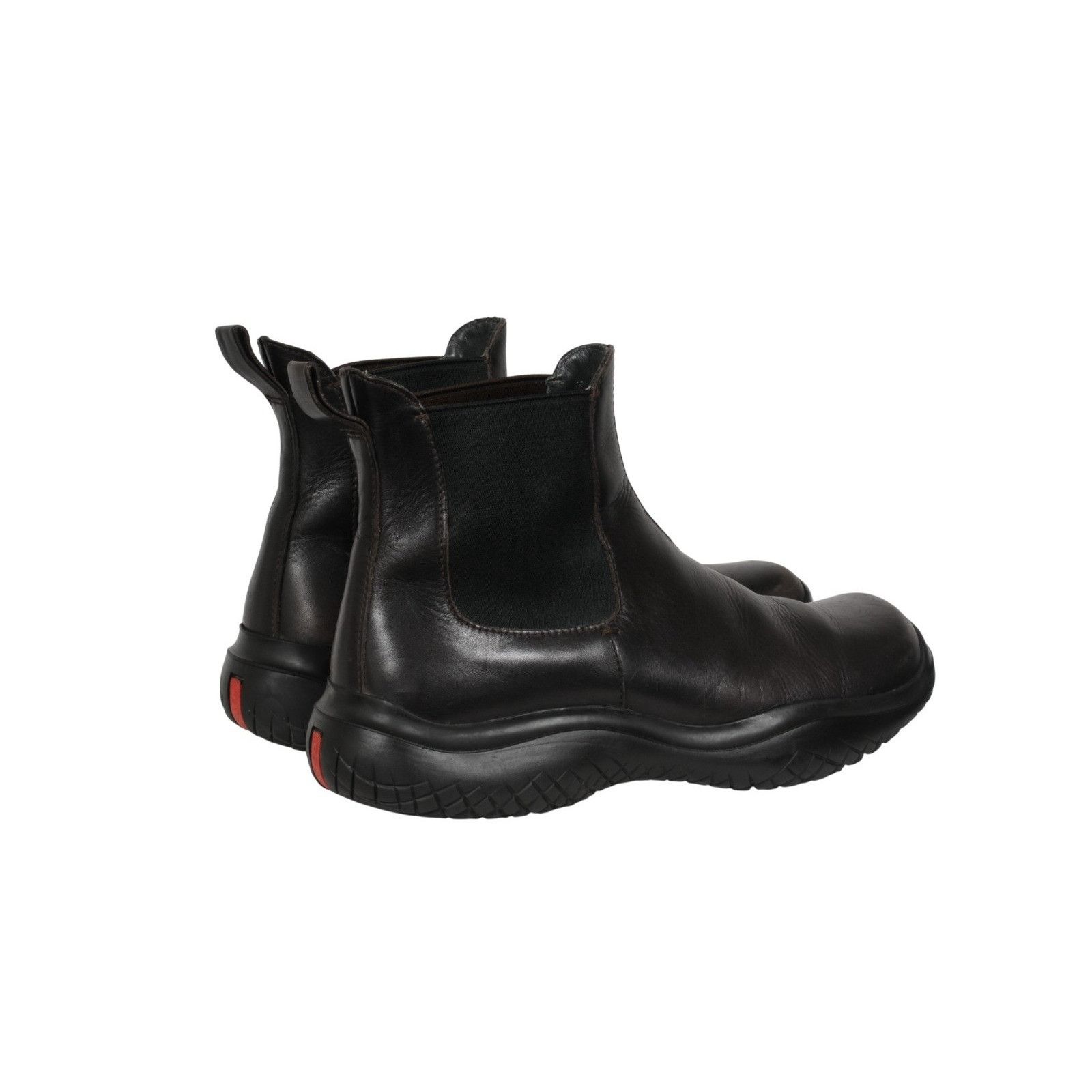 Prada Vintage Chelsea Boot Brown Leather Square Toe - 02618 Size US 10.5 / EU 43-44 - 3 Thumbnail
