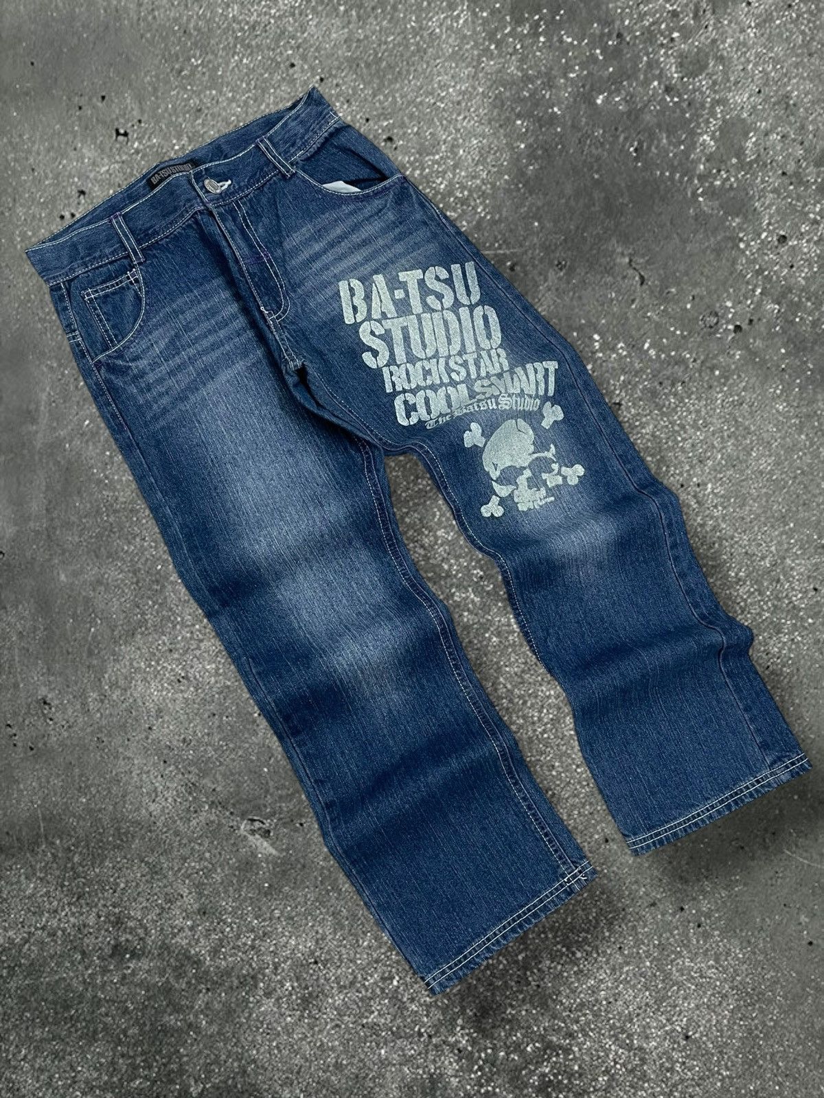 Japanese Brand Vintage Japan Iconic Streetwear Ba-tsu Skull CoolSwart Denim Size US 27 - 2 Thumbnail