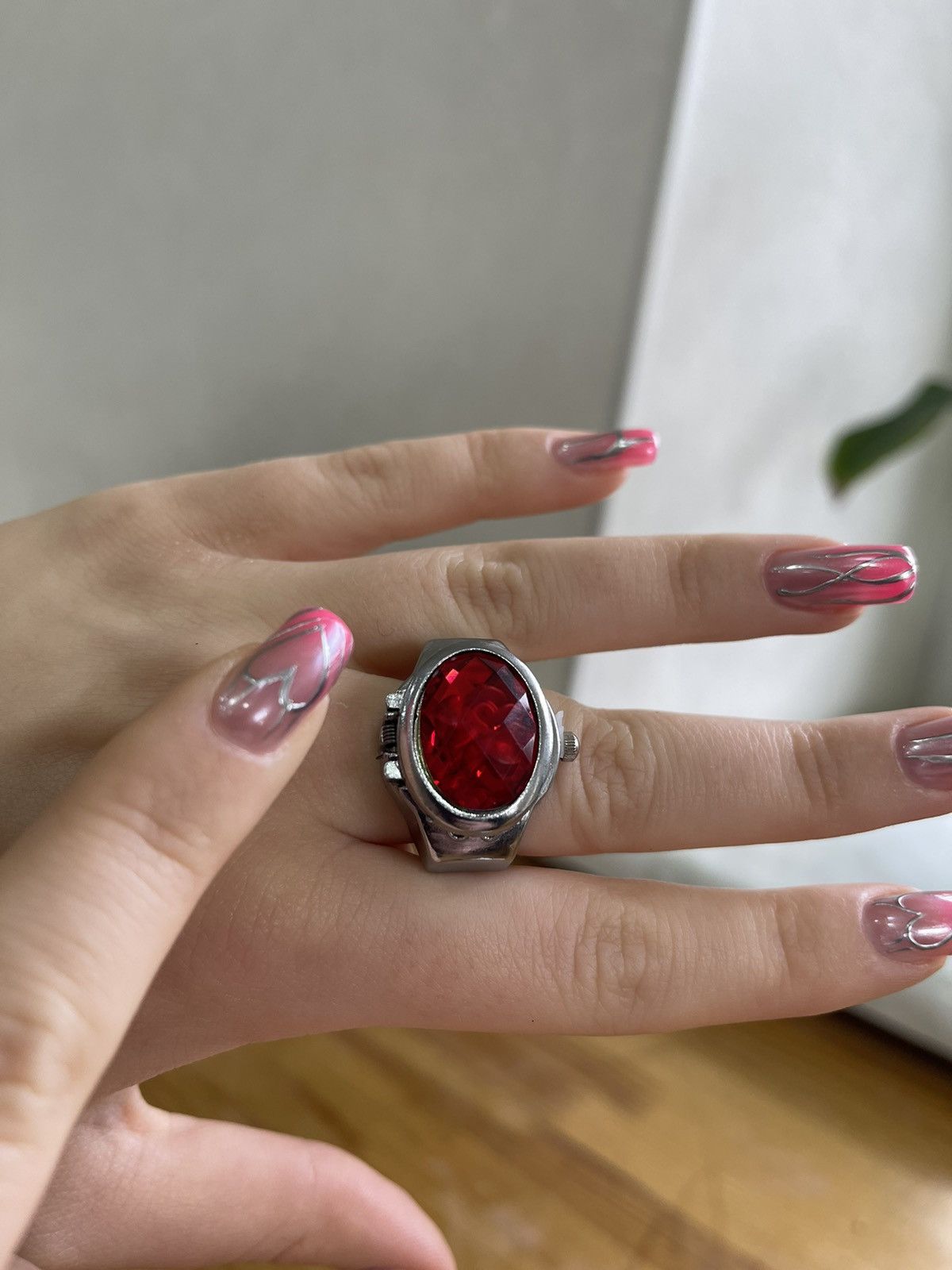 Vintage Watch ring avant-garde style red stone hype Size ONE SIZE - 2 Thumbnail