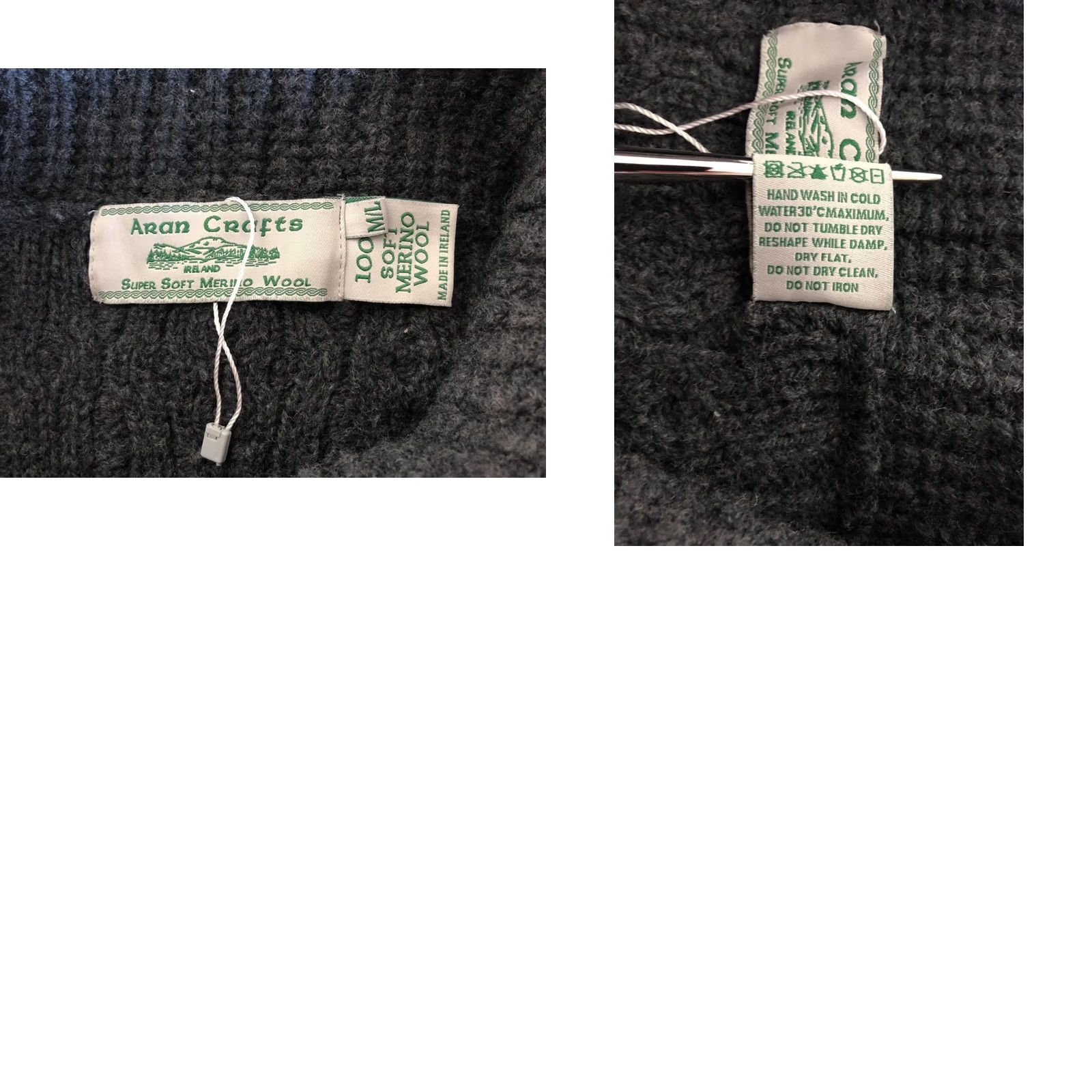 Vintage Aran Crafts Women's Knit Poncho M/L Dark Gray Merino Wool Knit Cape Sleeveless Turtleneck Casual Comfort Size M / US 6-8 / IT 42-44 - 8 Thumbnail