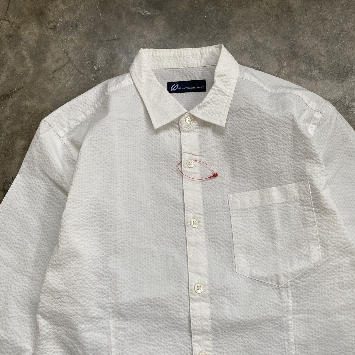 Tornado Mart Zero By Tornado Mart White Seersucker Button Up Shirt Size US M / EU 48-50 / 2 - 3 Thumbnail