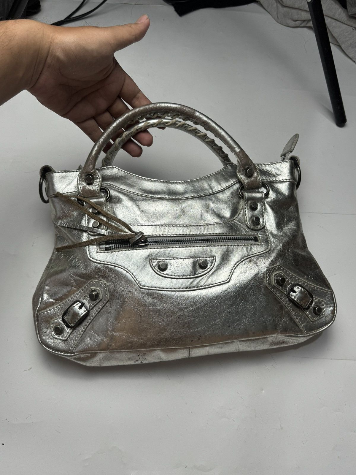 Vintage Leather Silver Bags City Size ONE SIZE - 5 Thumbnail