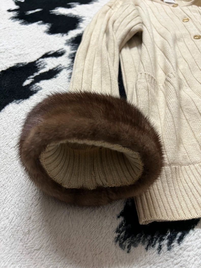 Loewe LOEWE Super mink fur sleeves cashmere silk cardigan Size M / US 6-8 / IT 42-44 - 4 Thumbnail