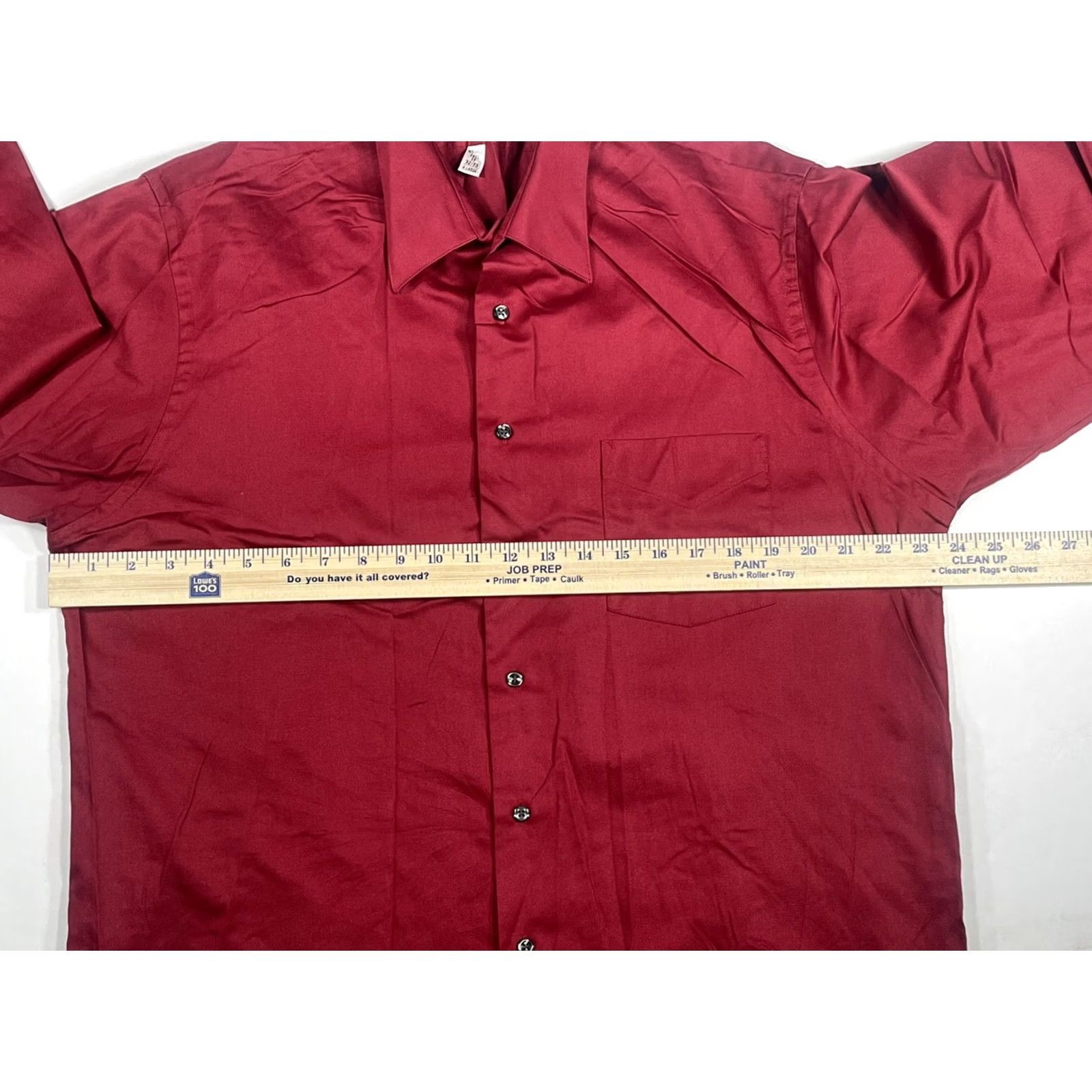 Van Heusen VanHeusen Red ButtonUp Dress Shirt Mens Adult XL LongSleeves Wrinkle Free 17 32/33 Size 46R - 5 Thumbnail