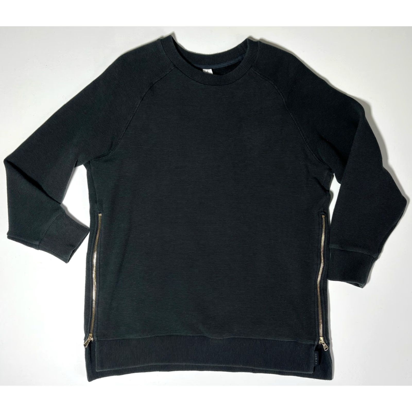 Varley Varley Women's Manning Sweatshirt in Black Ribbed Fabric Sz M Size M / US 6-8 / IT 42-44 - 3 Thumbnail