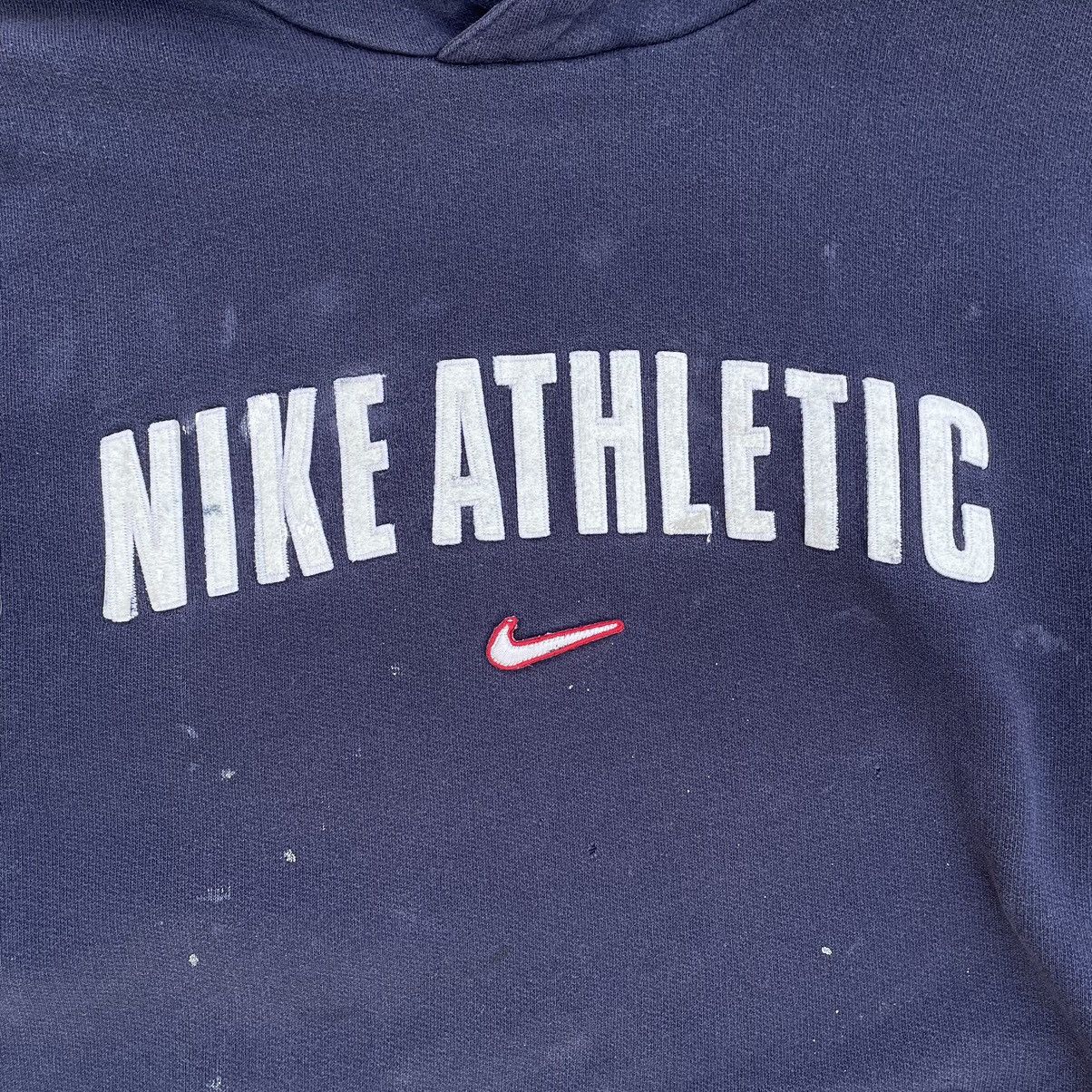 Nike × Vintage Vintage Hoodie Nike Athletic Centre Logo 90s USA Trashed Y2K Size US M / EU 48-50 / 2 - 5 Thumbnail