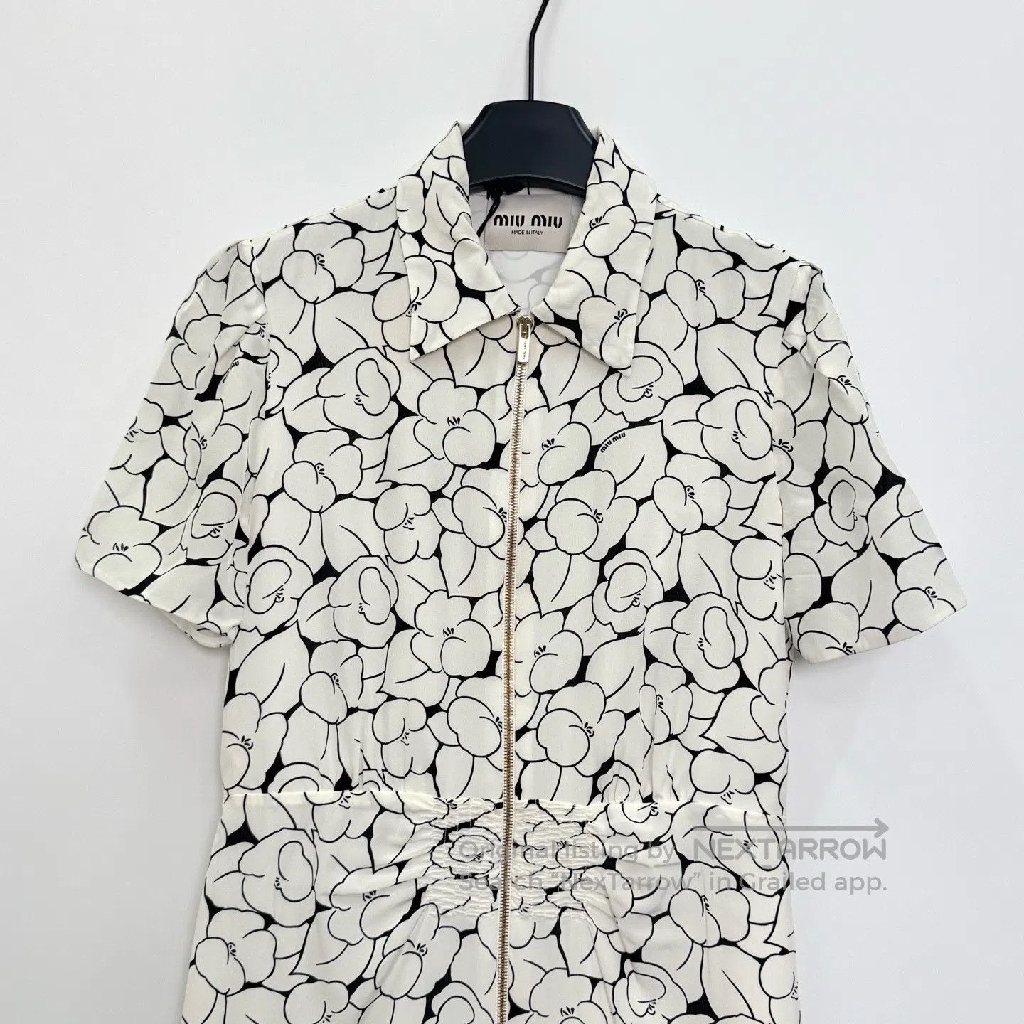 Miu Miu Miu Miu Floral Print Collar Zip Front Short Dress| Size M / US 6-8 / IT 42-44 - 2 Thumbnail