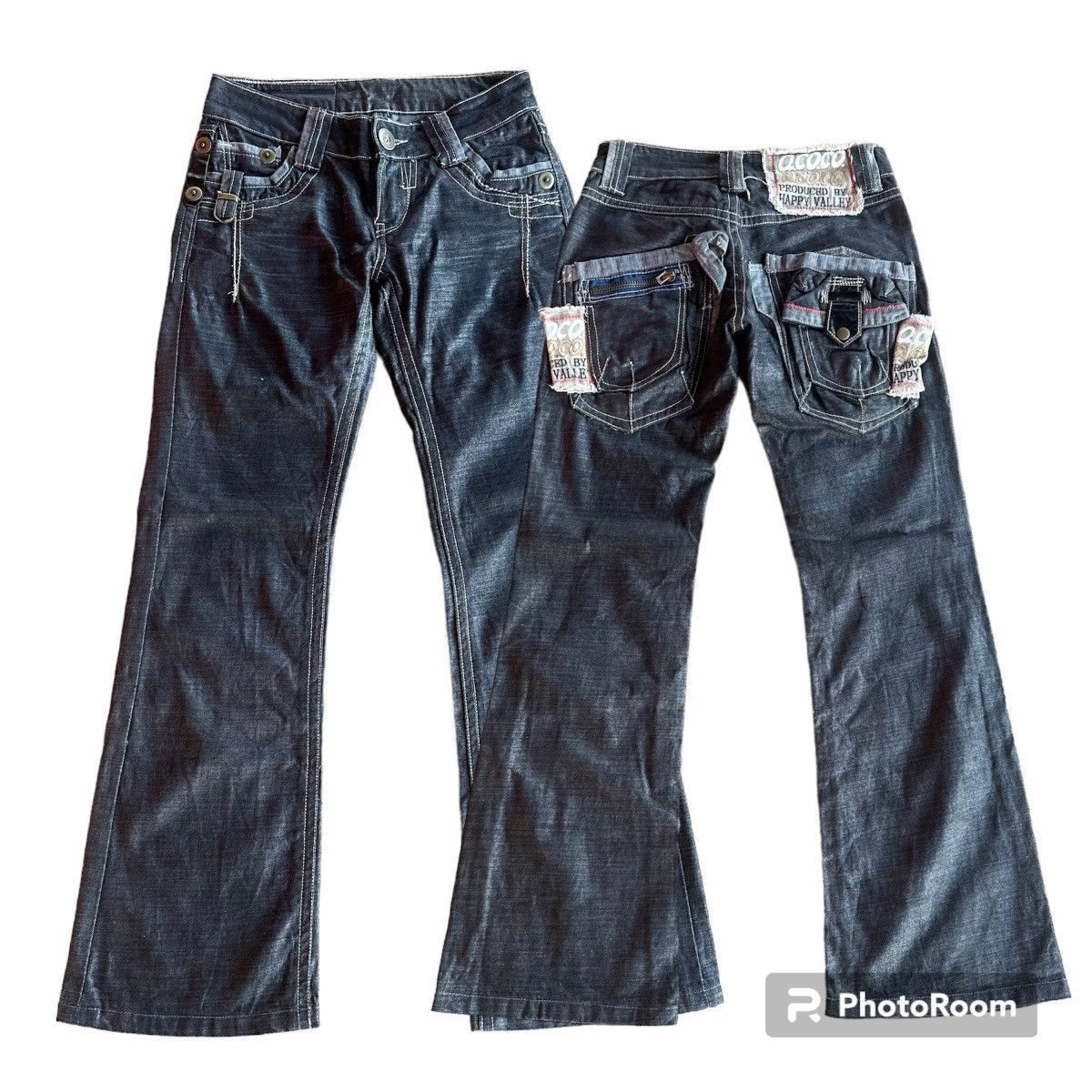 image of Archival Clothing x Ppfm Stealsjapanese Q.coco Jean Flare/bootcut Black Denim Pants, Men's (Size 28