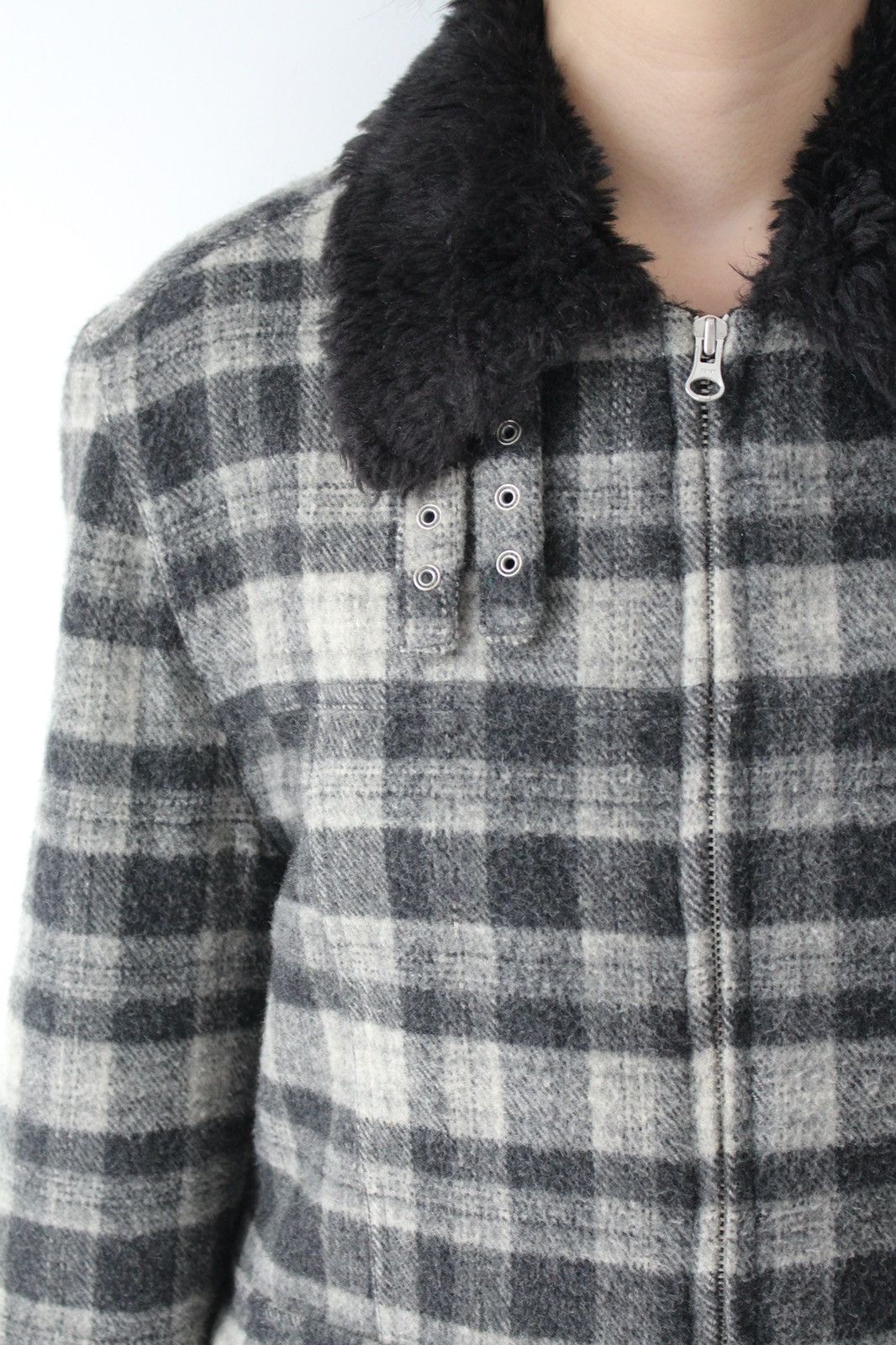 If Six Was Nine 2003 PPFM FUR WOOL TARTAN REVERSIBLE COAT JACKET Size US M / EU 48-50 / 2 - 12 Thumbnail