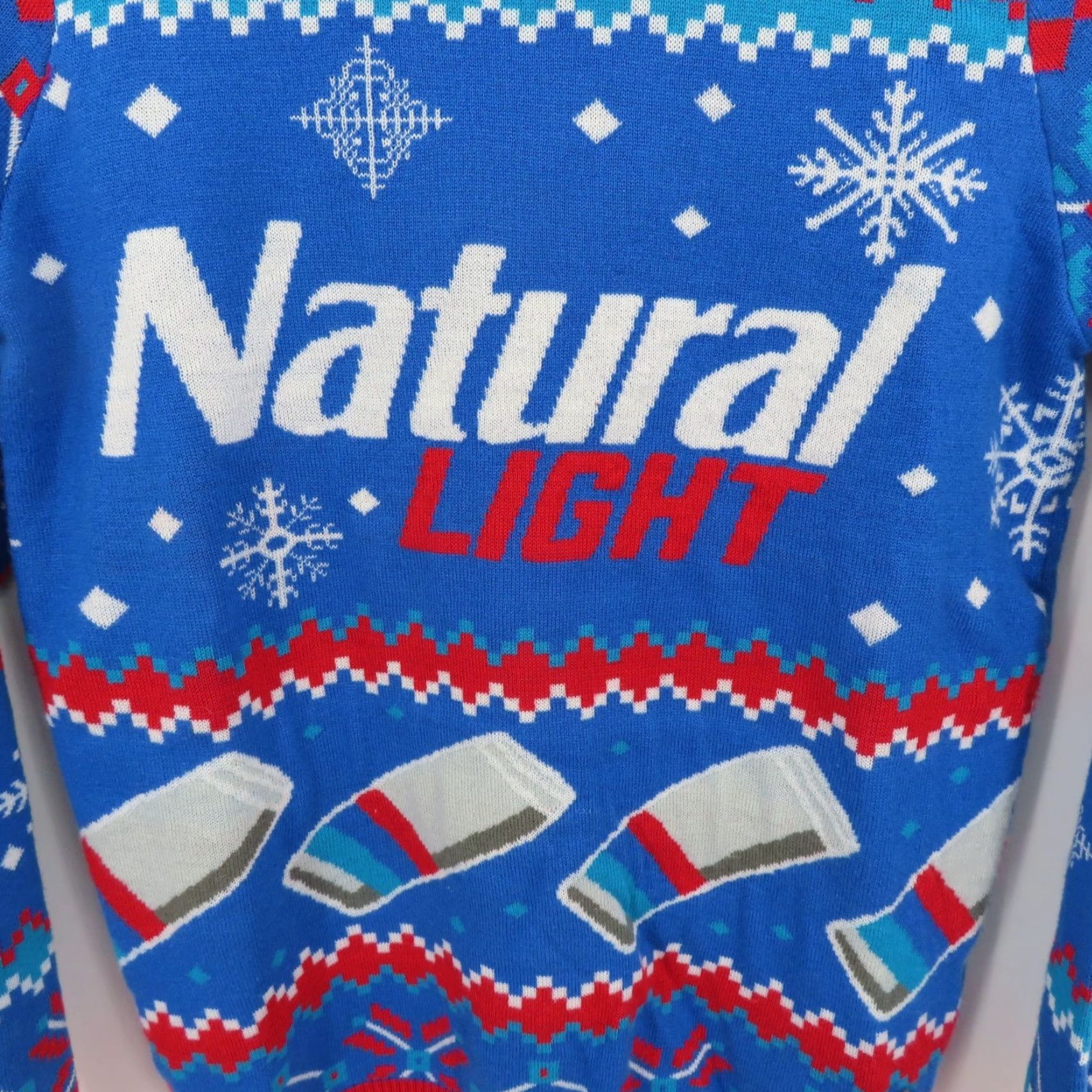 Vintage Tipsy Elves Natural Light Womens Small Natty Beer Crew Neck Christmas Sweater Shirt Ladies Pullover Knit Xmas Holiday Blue Size S / US 4 / IT 40 - 3 Thumbnail